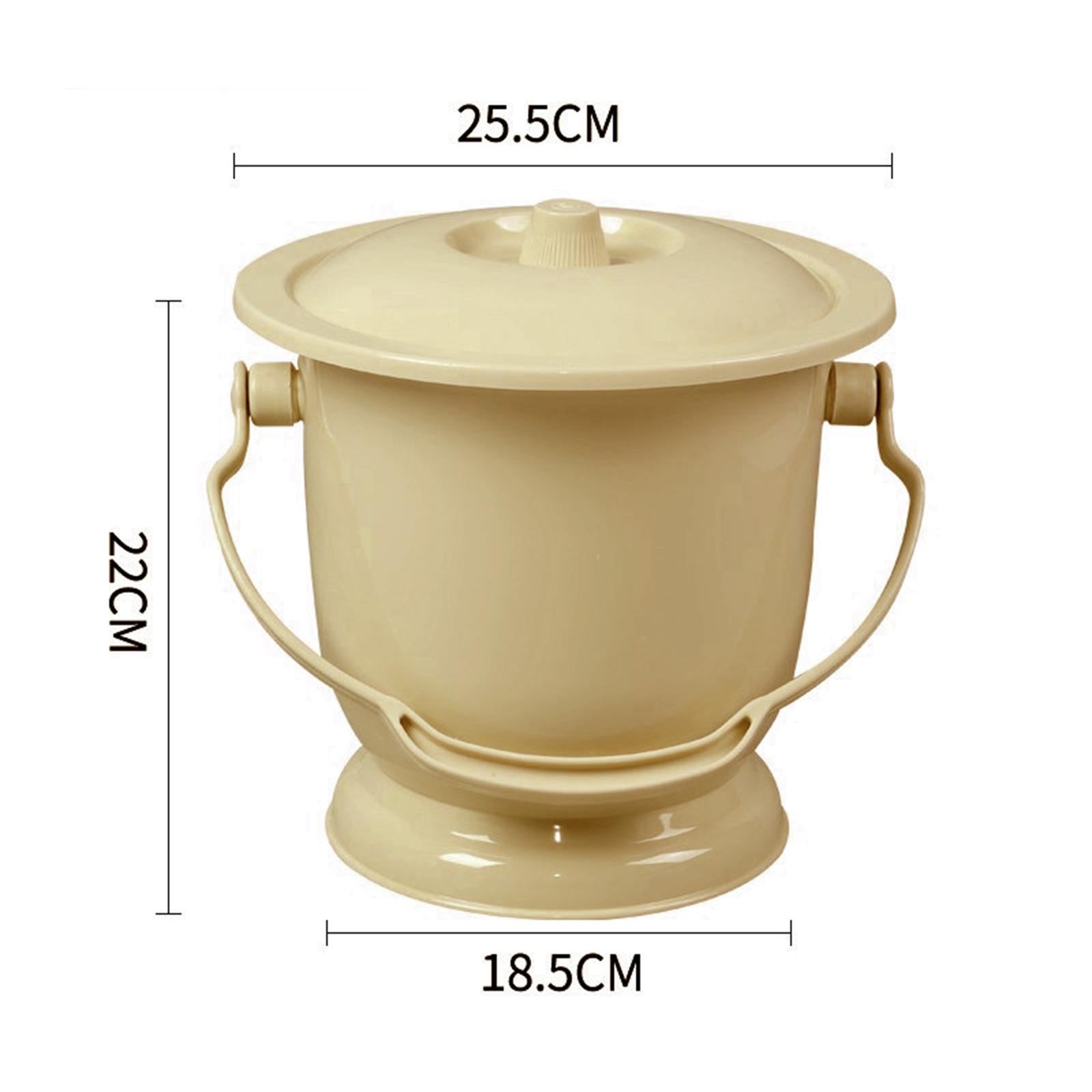 Chamber Pot with Lid Bedpan Spittoon Indoor with Handle Urine Bucket Light Yellow