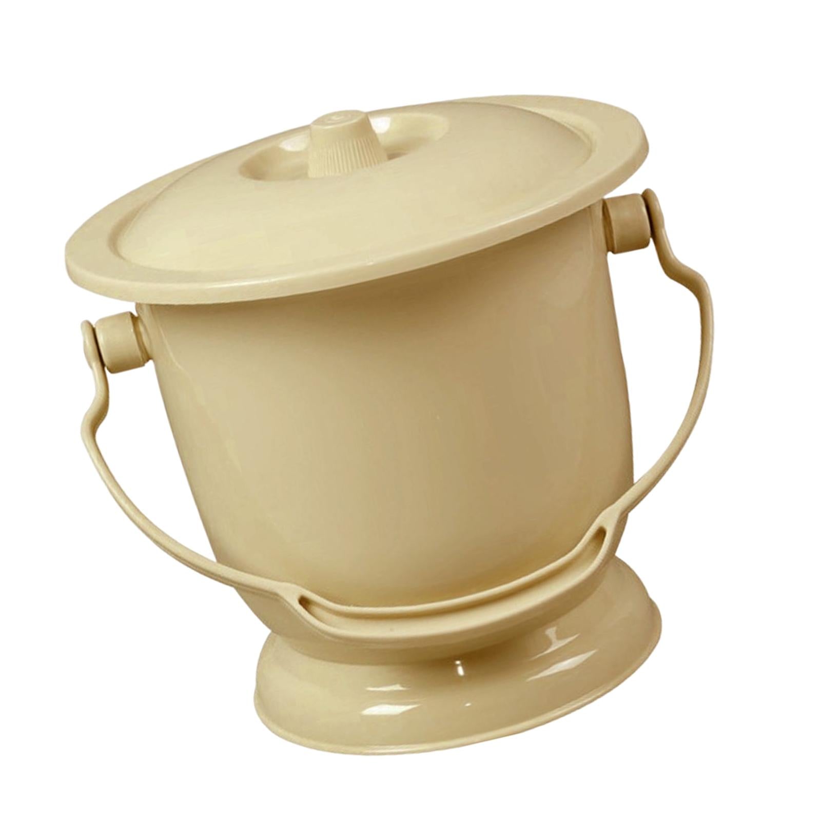 Chamber Pot with Lid Bedpan Spittoon Indoor with Handle Urine Bucket Light Yellow
