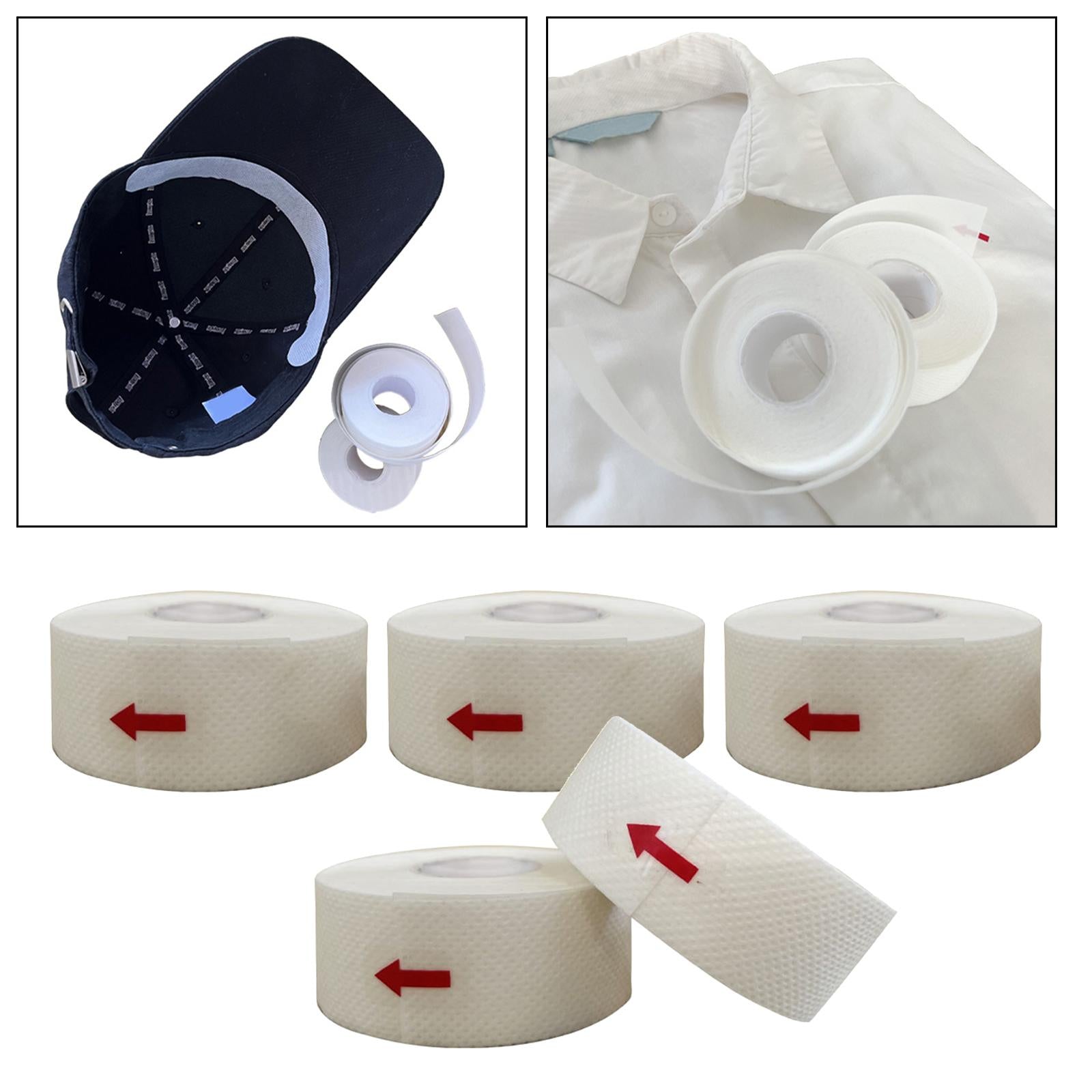 5 Roll Collar Protector Sweat Pads Self Adhesive White Disposable for Summer