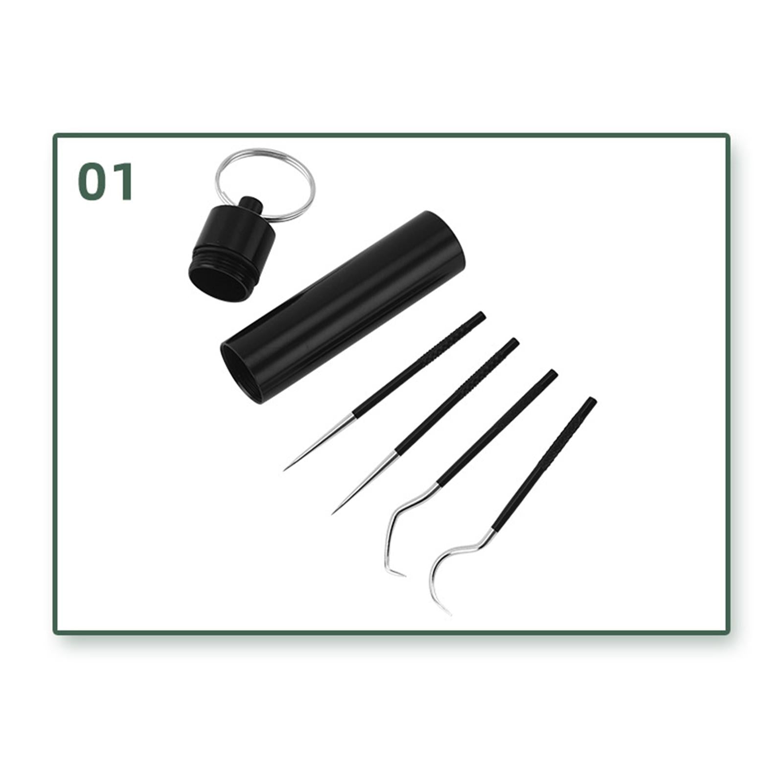 5Pcs Stainless Steel Toothpick Kit Oral Cleaning Kit for Outdoor Picnic Silver