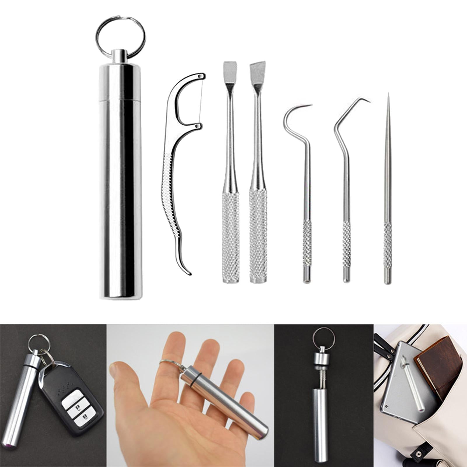 Stainless Steel Toothpick Kit with Waterproof Holder for Daily Use Traveling