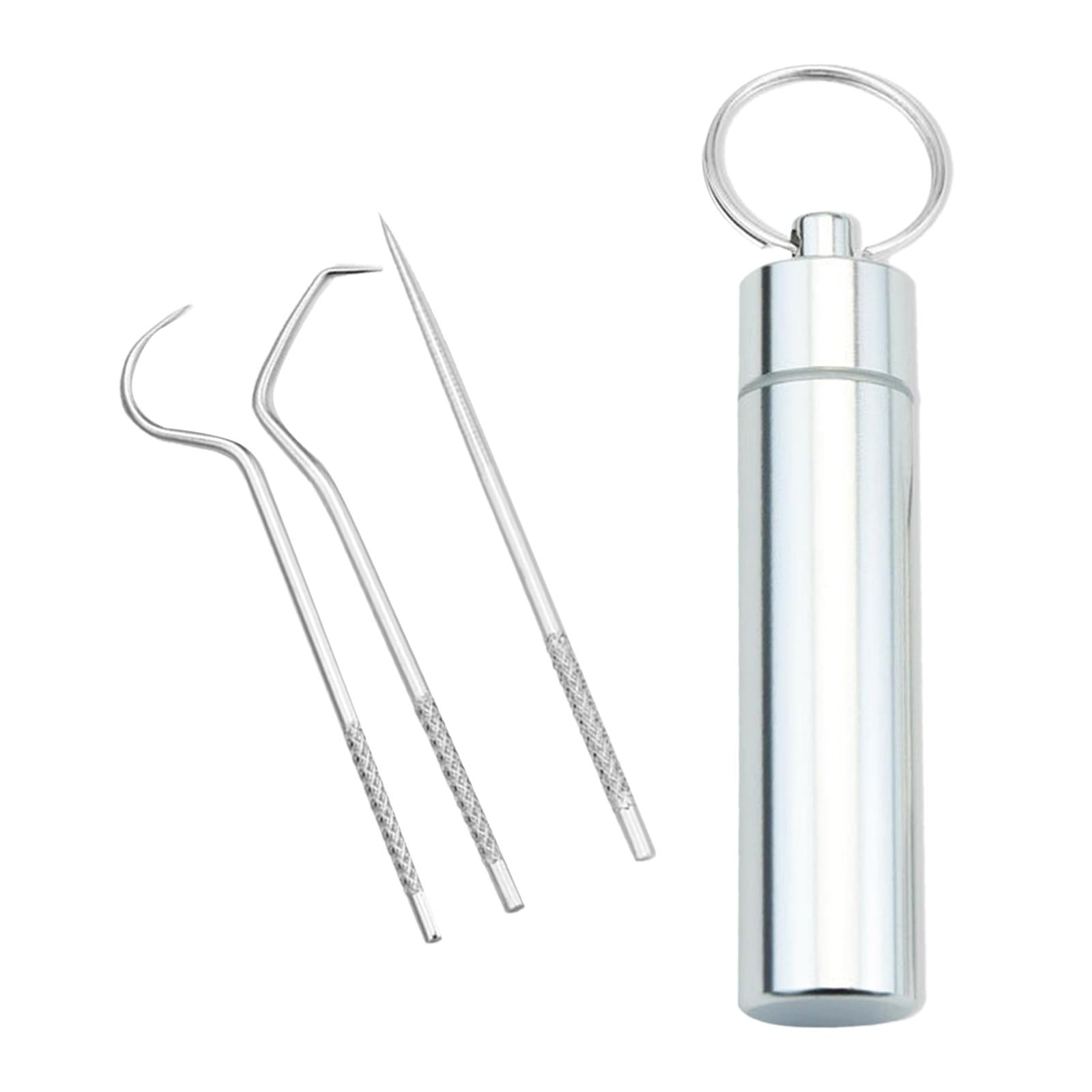 3Pcs Portable Stainless Steel Toothpicks Kit for Traveling Outdoor Camping S