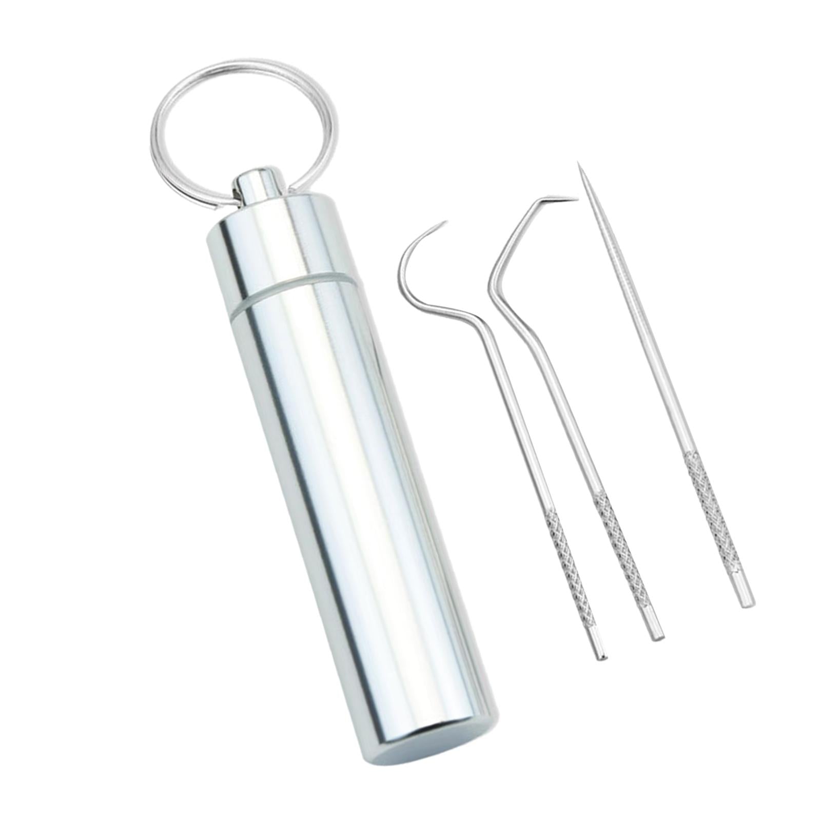 3Pcs Portable Stainless Steel Toothpicks Kit for Traveling Outdoor Camping S