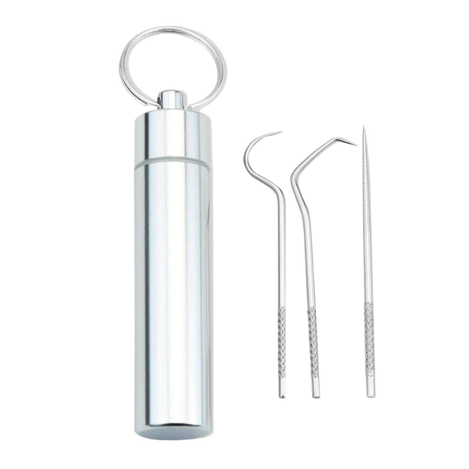 3Pcs Portable Stainless Steel Toothpicks Kit for Traveling Outdoor Camping S