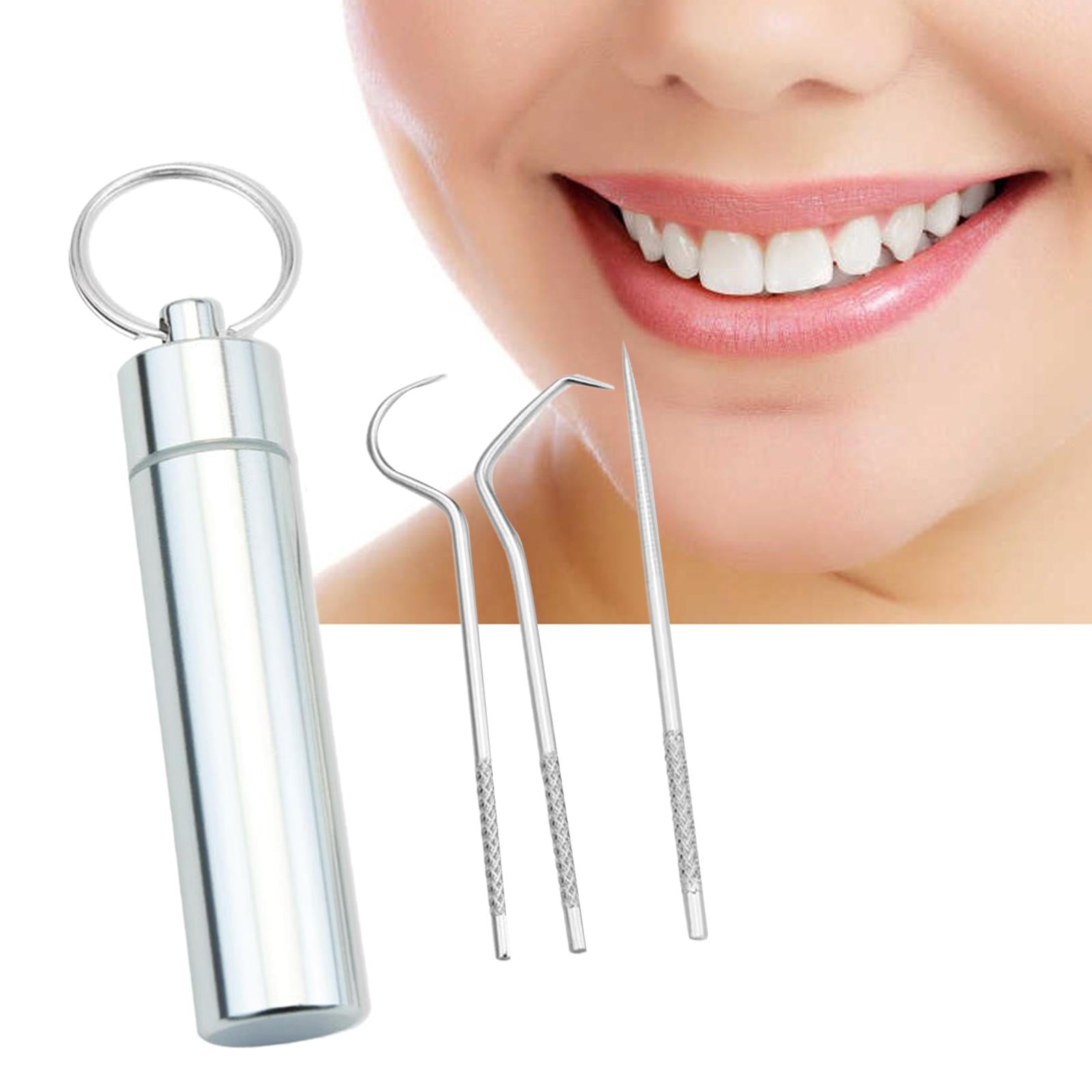 3Pcs Portable Stainless Steel Toothpicks Kit for Traveling Outdoor Camping S