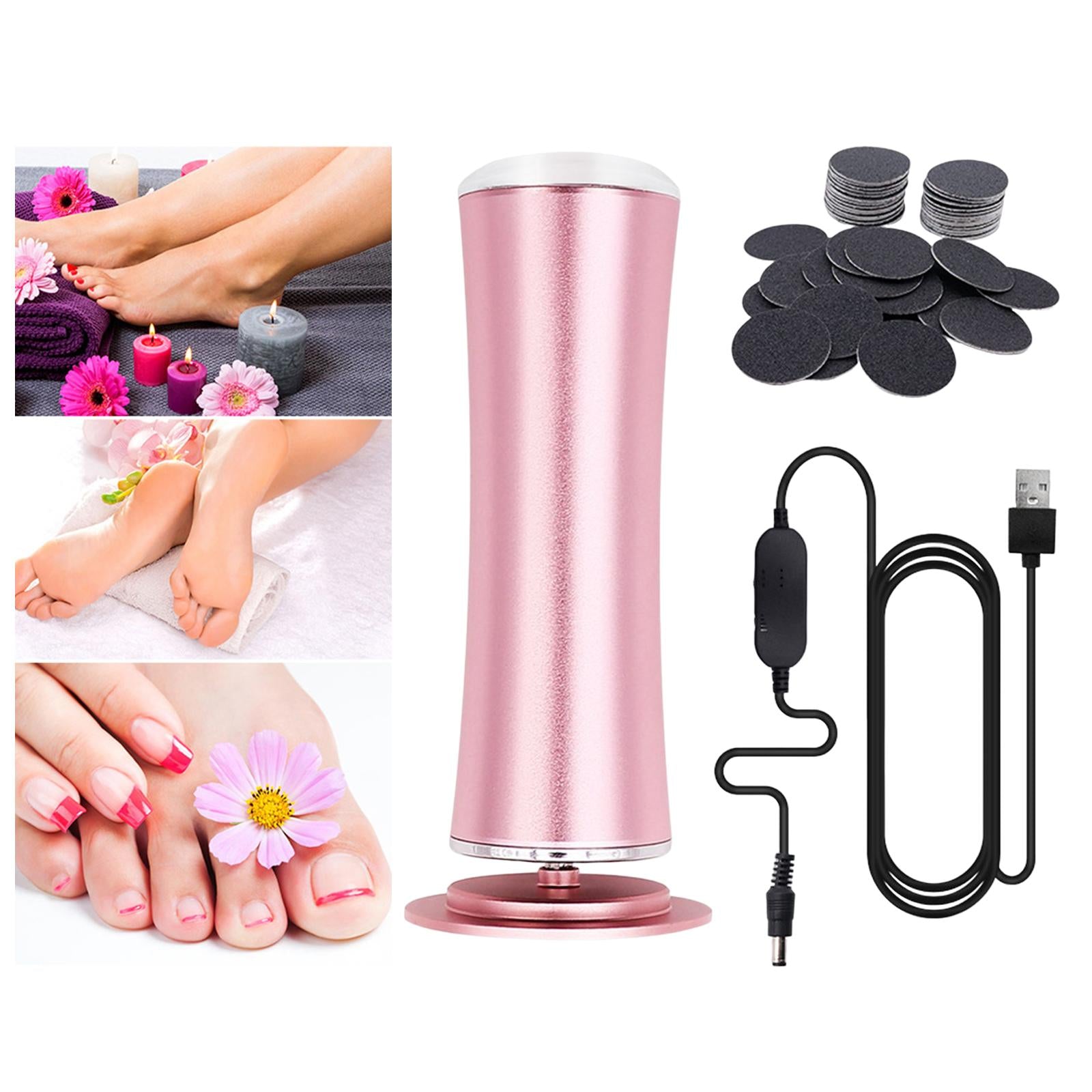 Electric Foot Callus Remover Portable Kit Dead Skin Removal Massager Pink