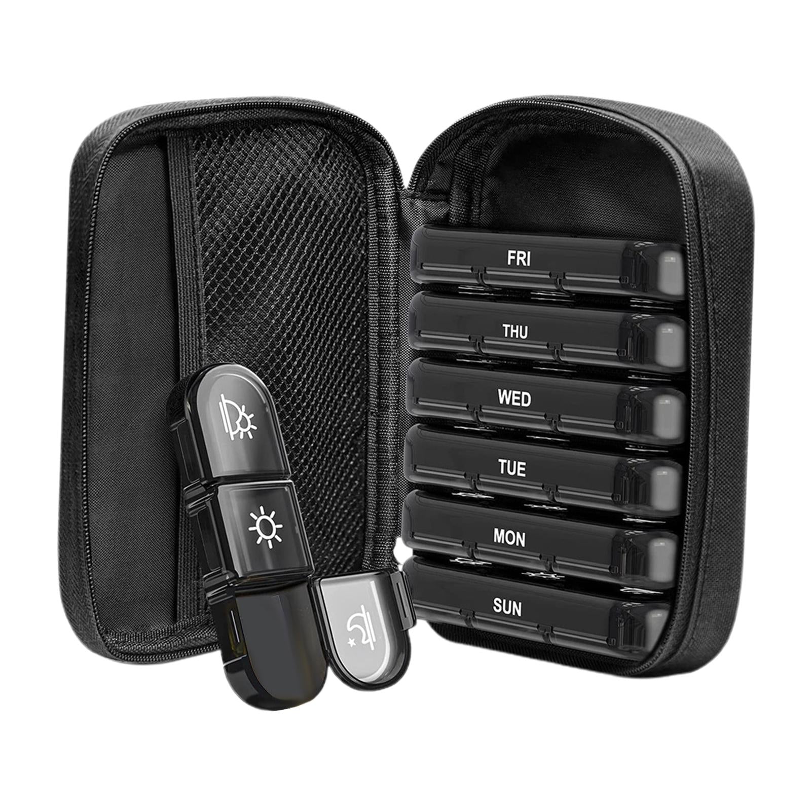Portable Pill Cases with 7 Individual Pill Boxes 21 Grid Sealing Design