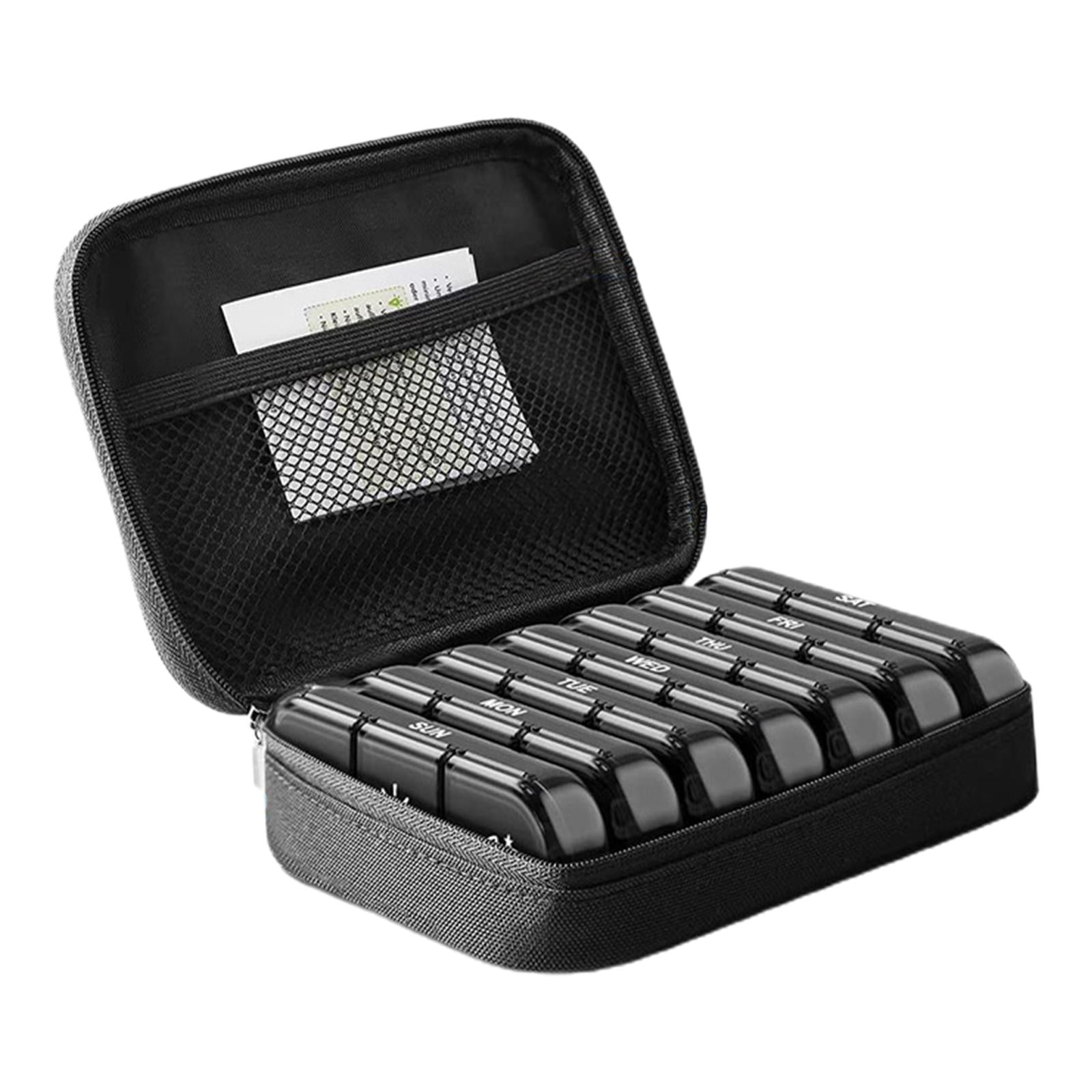 Portable Pill Cases with 7 Individual Pill Boxes 21 Grid Sealing Design