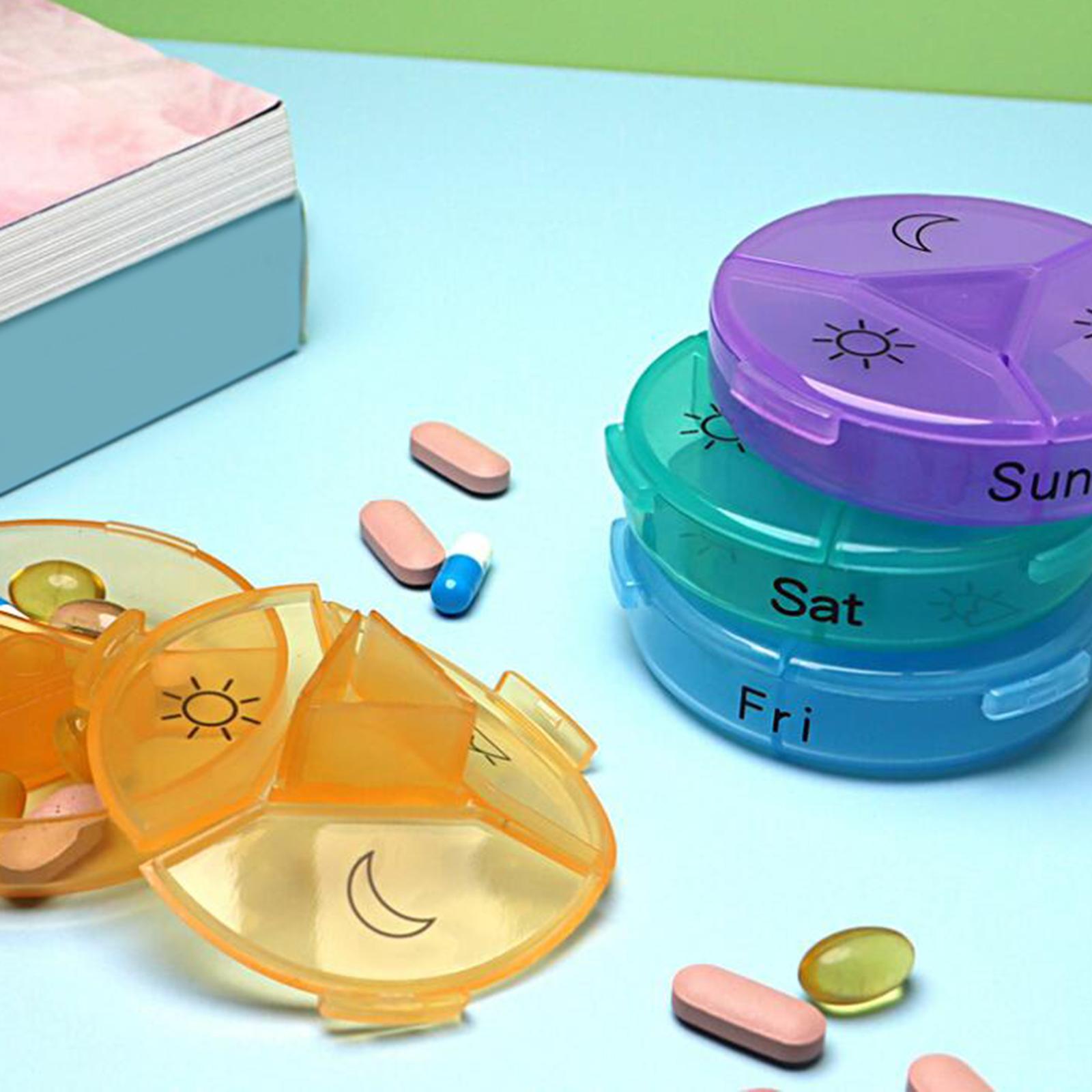 Pill Cases with 7 Individual Pill Boxes 21 Grids Sealing Transparent