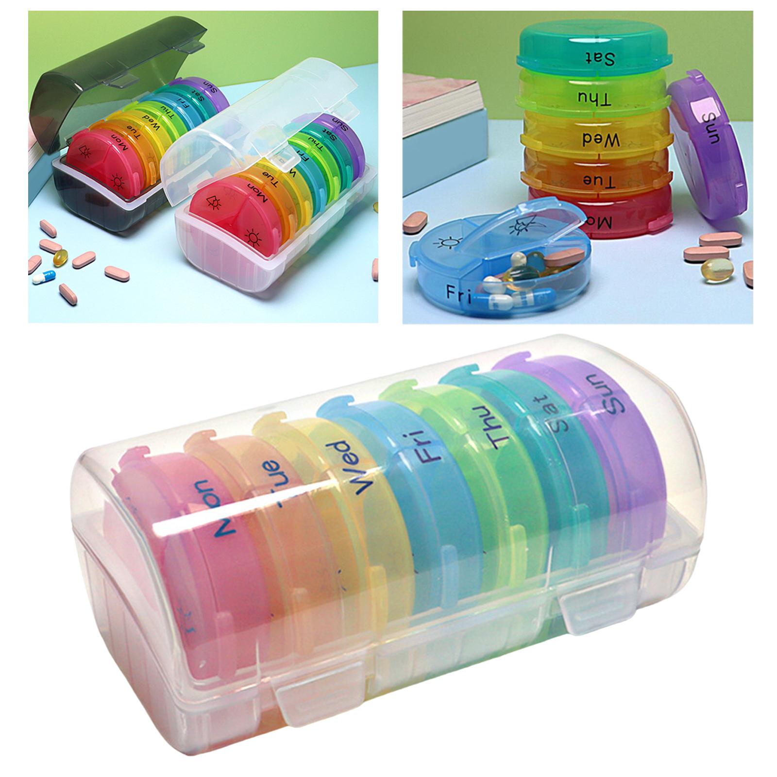 Pill Cases with 7 Individual Pill Boxes 21 Grids Sealing Transparent