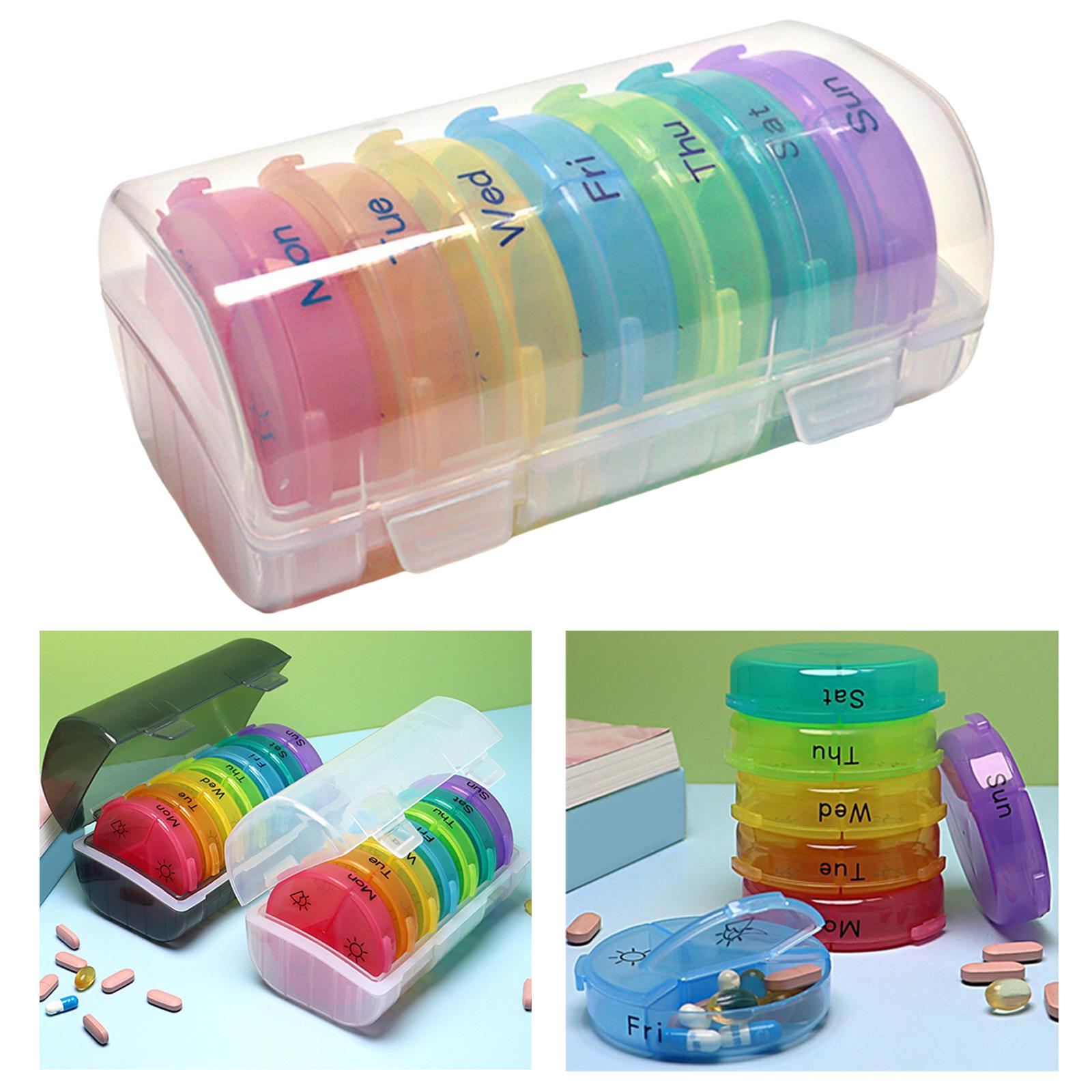 Pill Cases with 7 Individual Pill Boxes 21 Grids Sealing Transparent