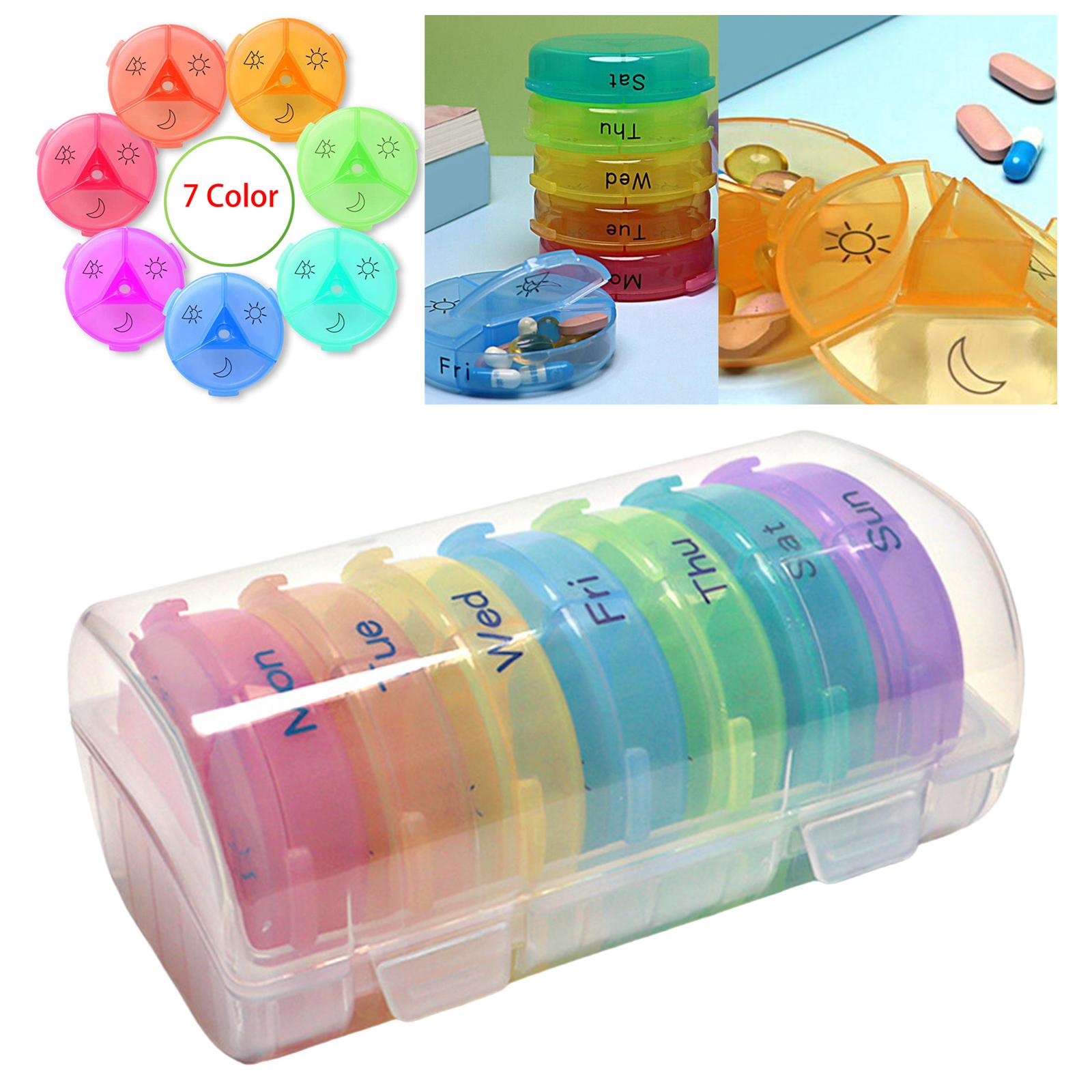 Pill Cases with 7 Individual Pill Boxes 21 Grids Sealing Transparent