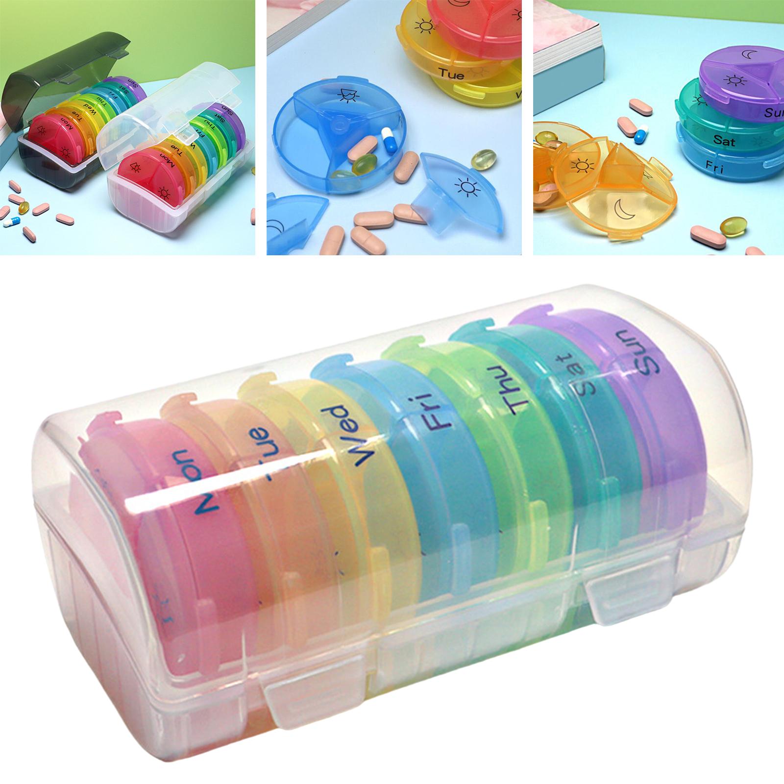 Pill Cases with 7 Individual Pill Boxes 21 Grids Sealing Transparent