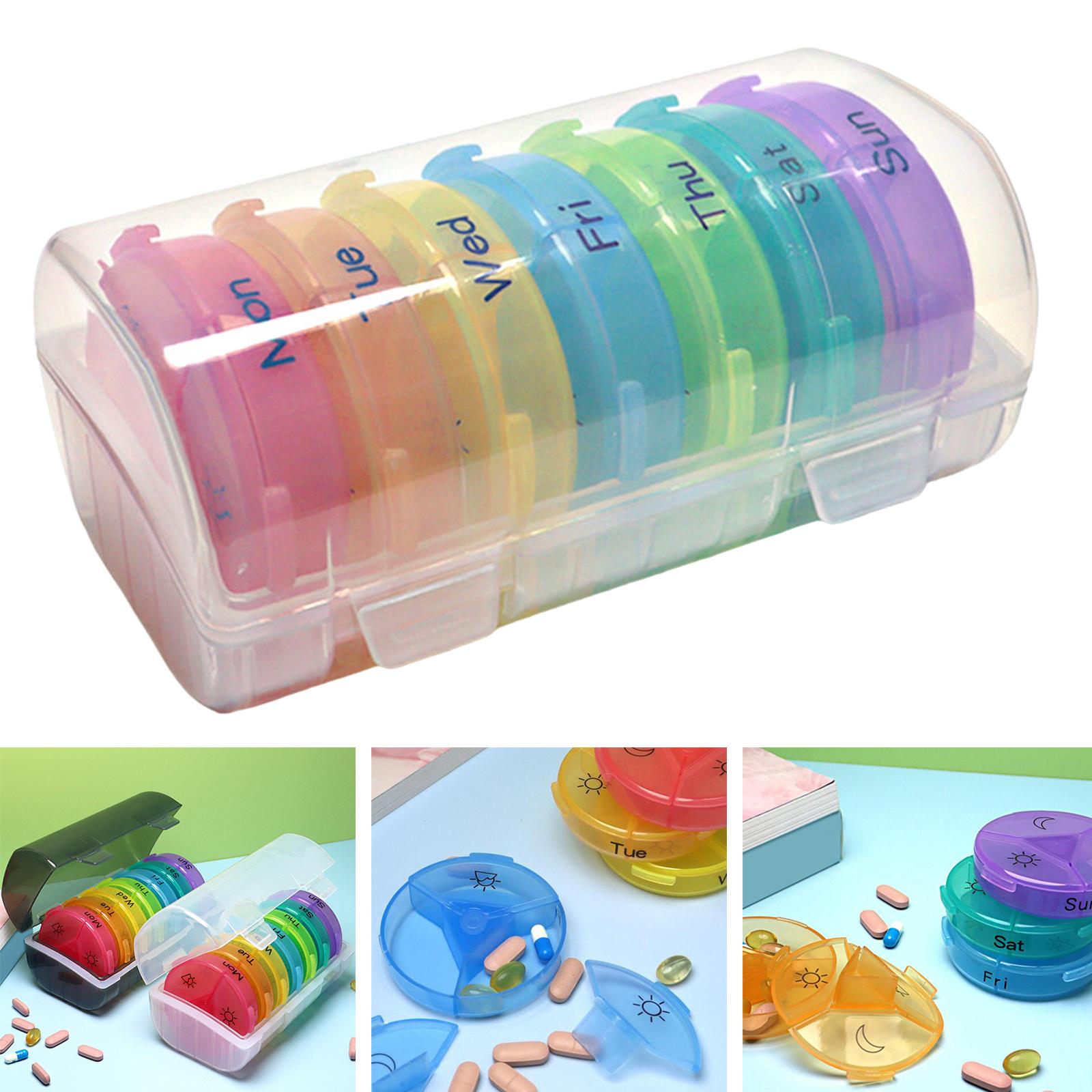 Pill Cases with 7 Individual Pill Boxes 21 Grids Sealing Transparent