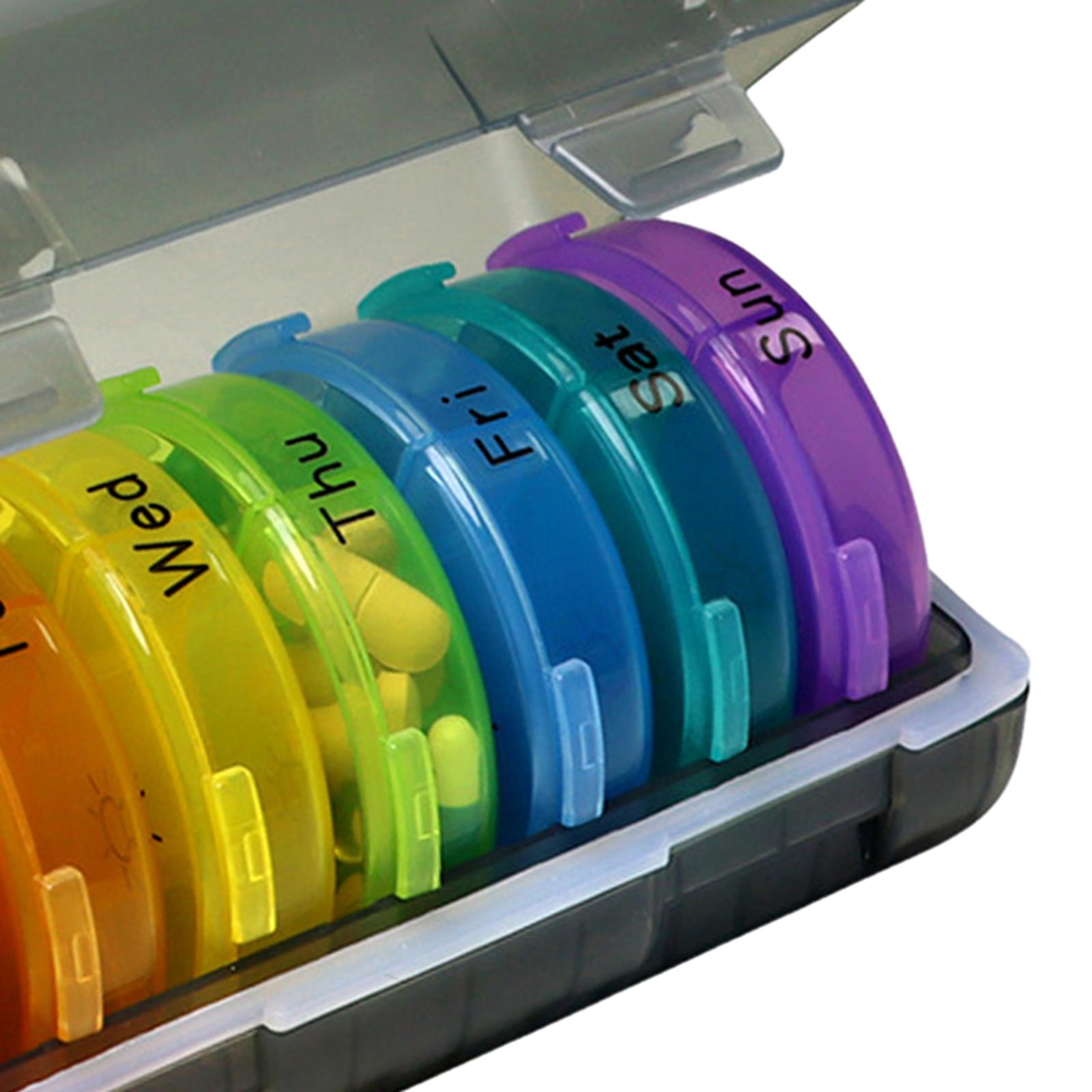Pill Cases with 7 Individual Pill Boxes 21 Grids Sealing Black