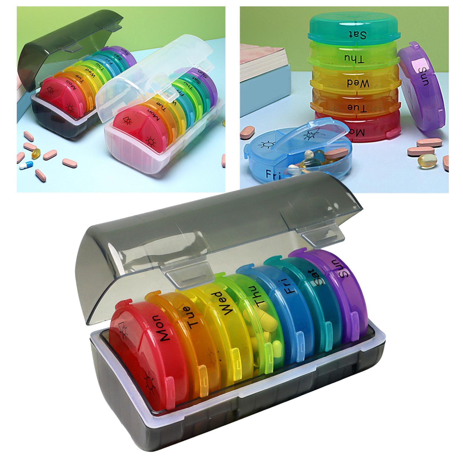 Pill Cases with 7 Individual Pill Boxes 21 Grids Sealing Black