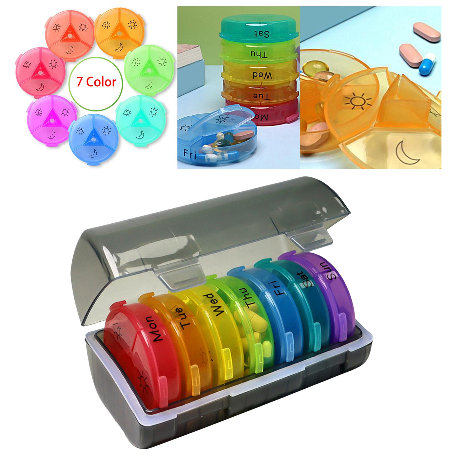 Pill Cases with 7 Individual Pill Boxes 21 Grids Sealing Black