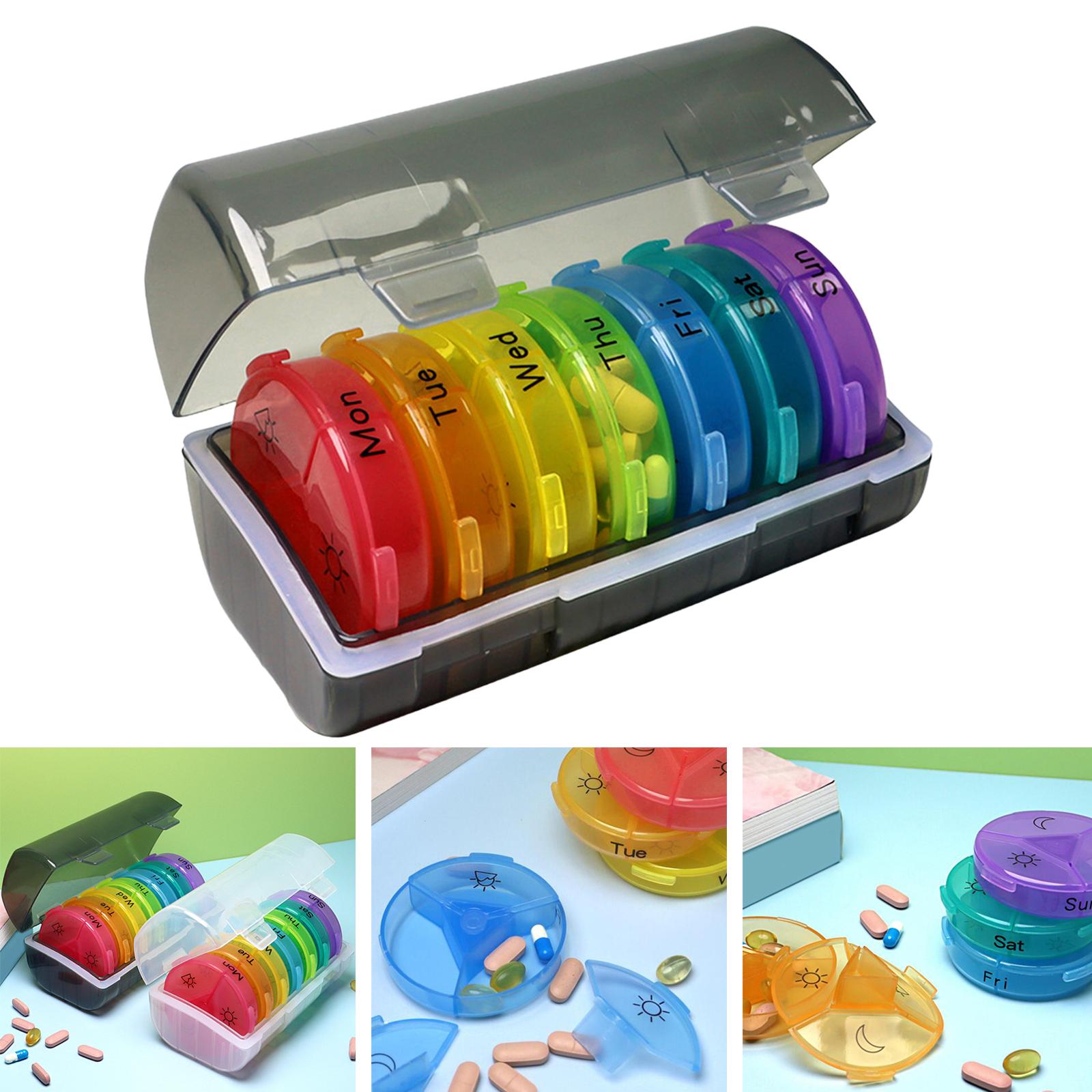 Pill Cases with 7 Individual Pill Boxes 21 Grids Sealing Black