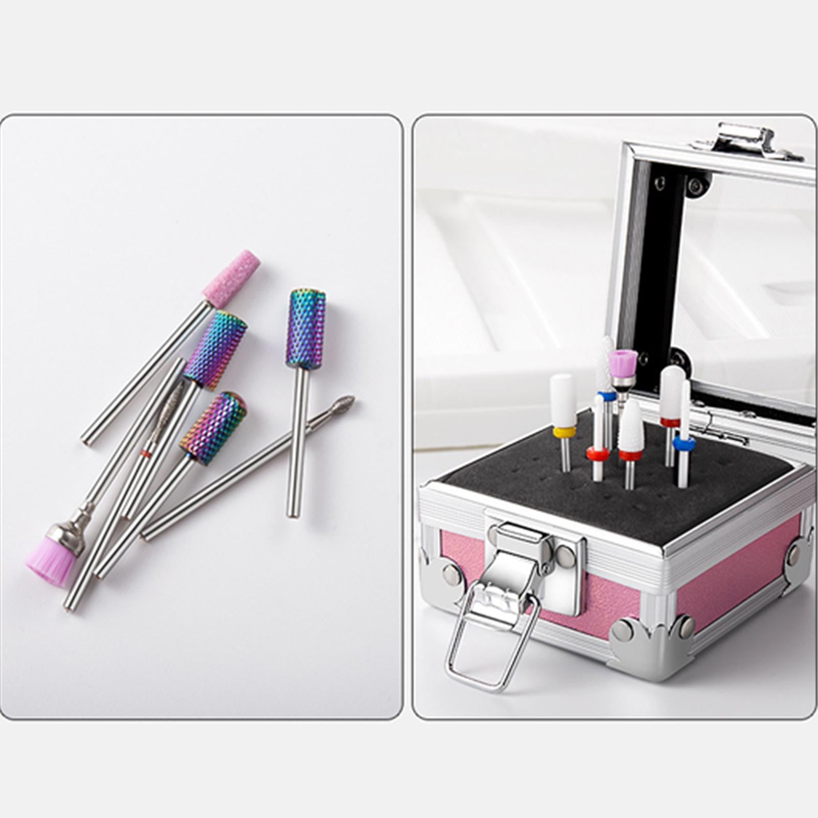 25 Holes Nail Drill Bits Holder Professional Accs for Household Beauty Pink