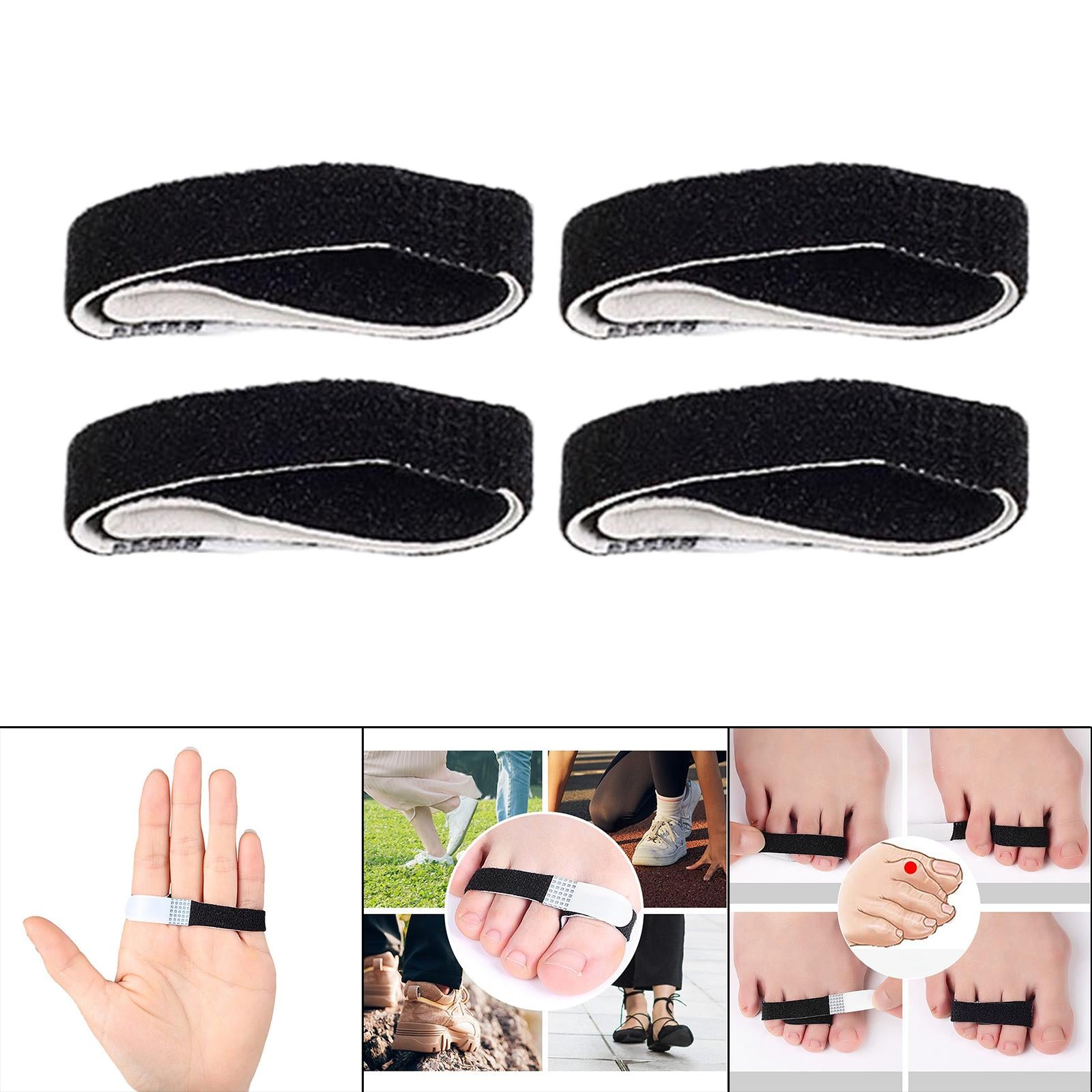 4x Hammer Toe Wraps Toe Straighteners Elasticity Cushioned Bandages for Men