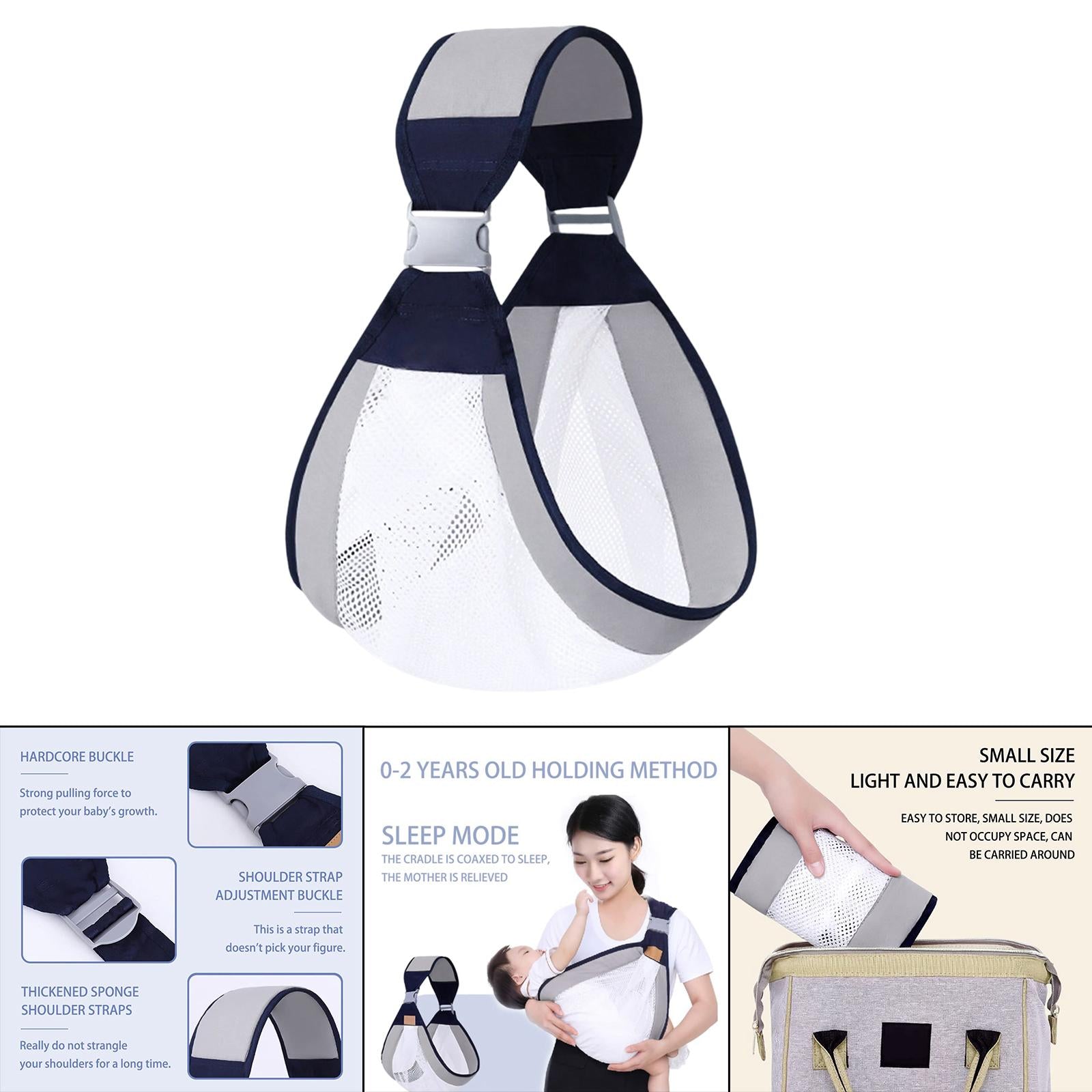 Baby Carrier Infant Carrier Slings Adjustable Sturdy Mesh Infant Wrap Gray