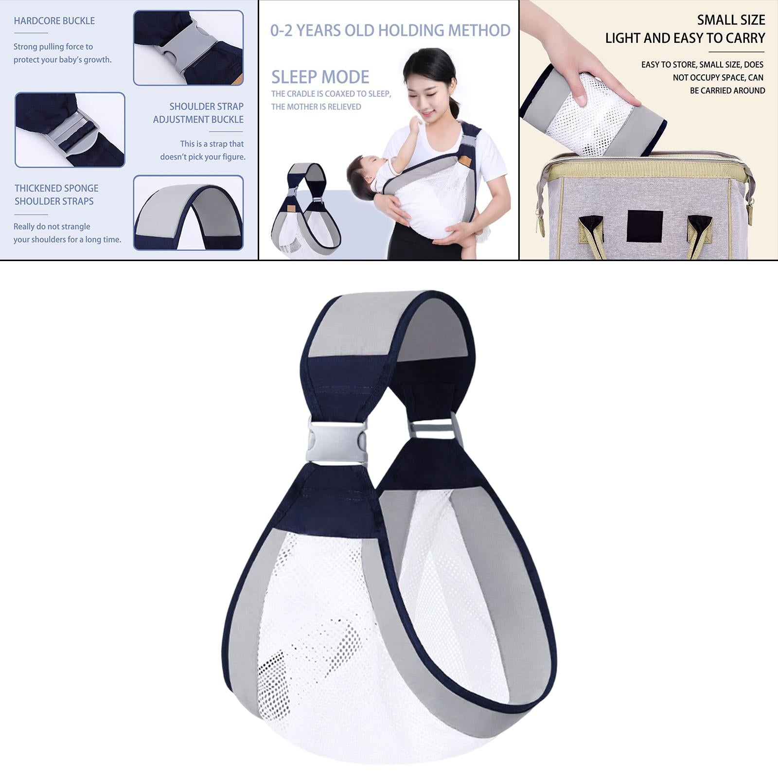Baby Carrier Infant Carrier Slings Adjustable Sturdy Mesh Infant Wrap Gray