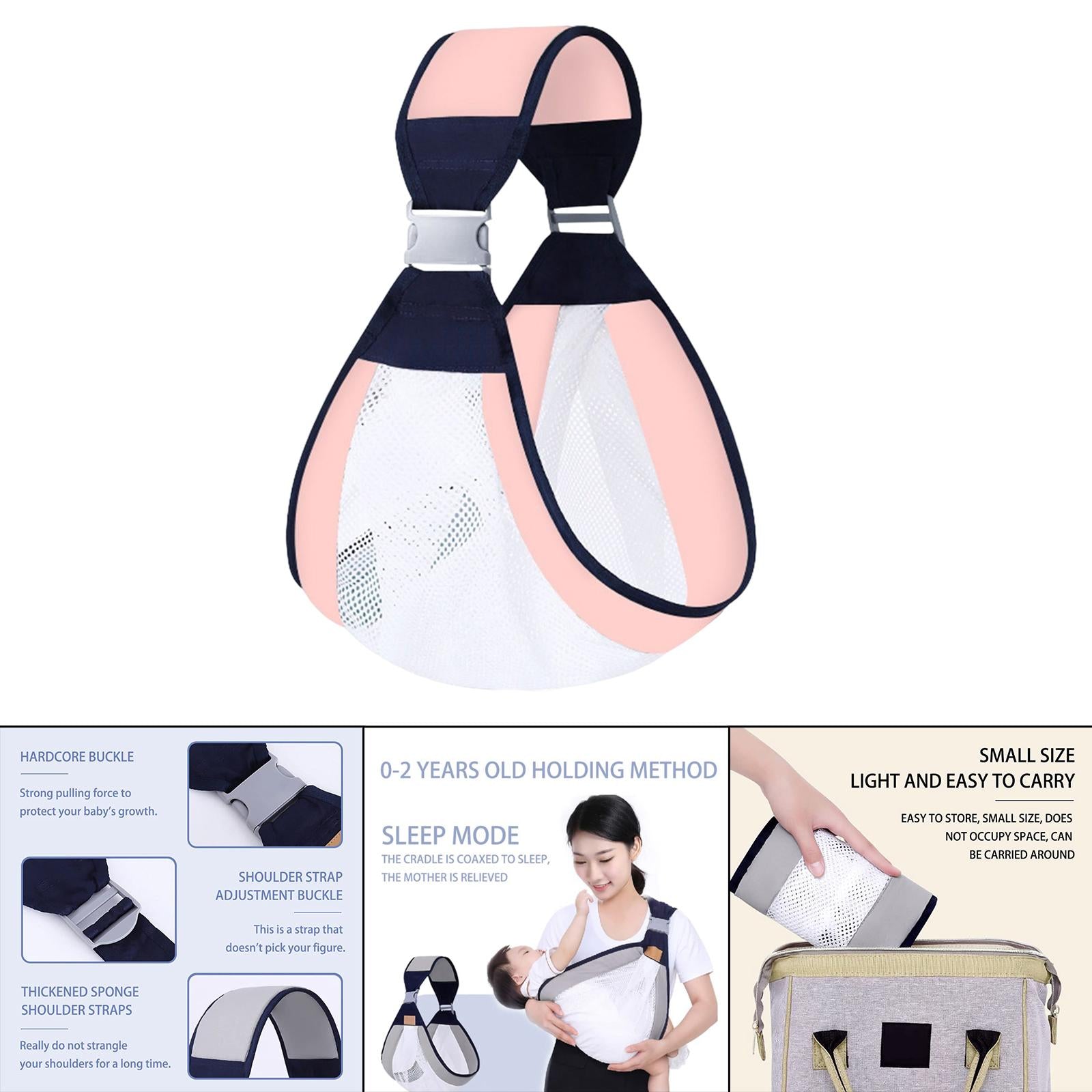 Baby Carrier Infant Carrier Slings Adjustable Sturdy Mesh Infant Wrap Pink