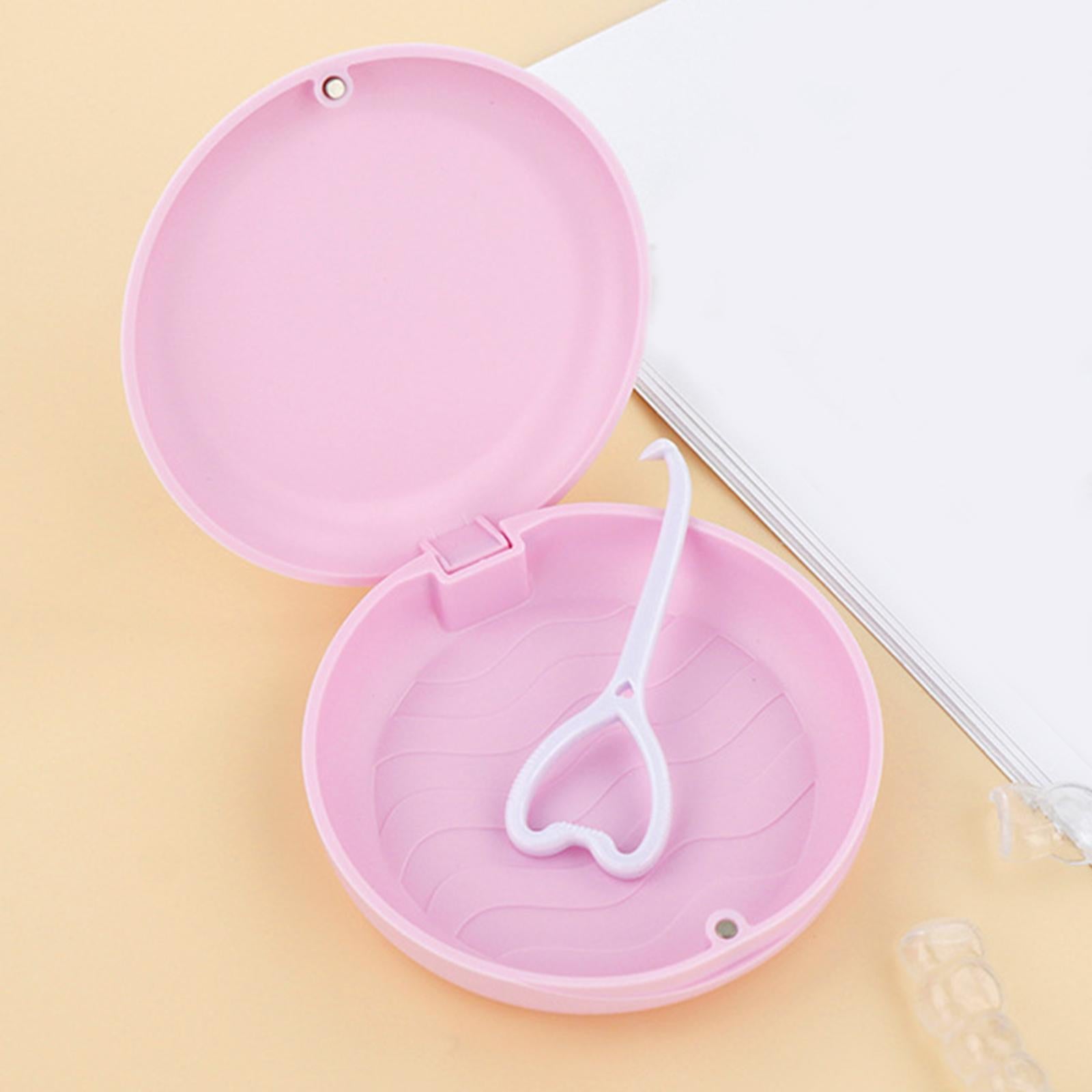 Portable Retainer Case Oral Organizer Durable Dentures Storage Boxes pink