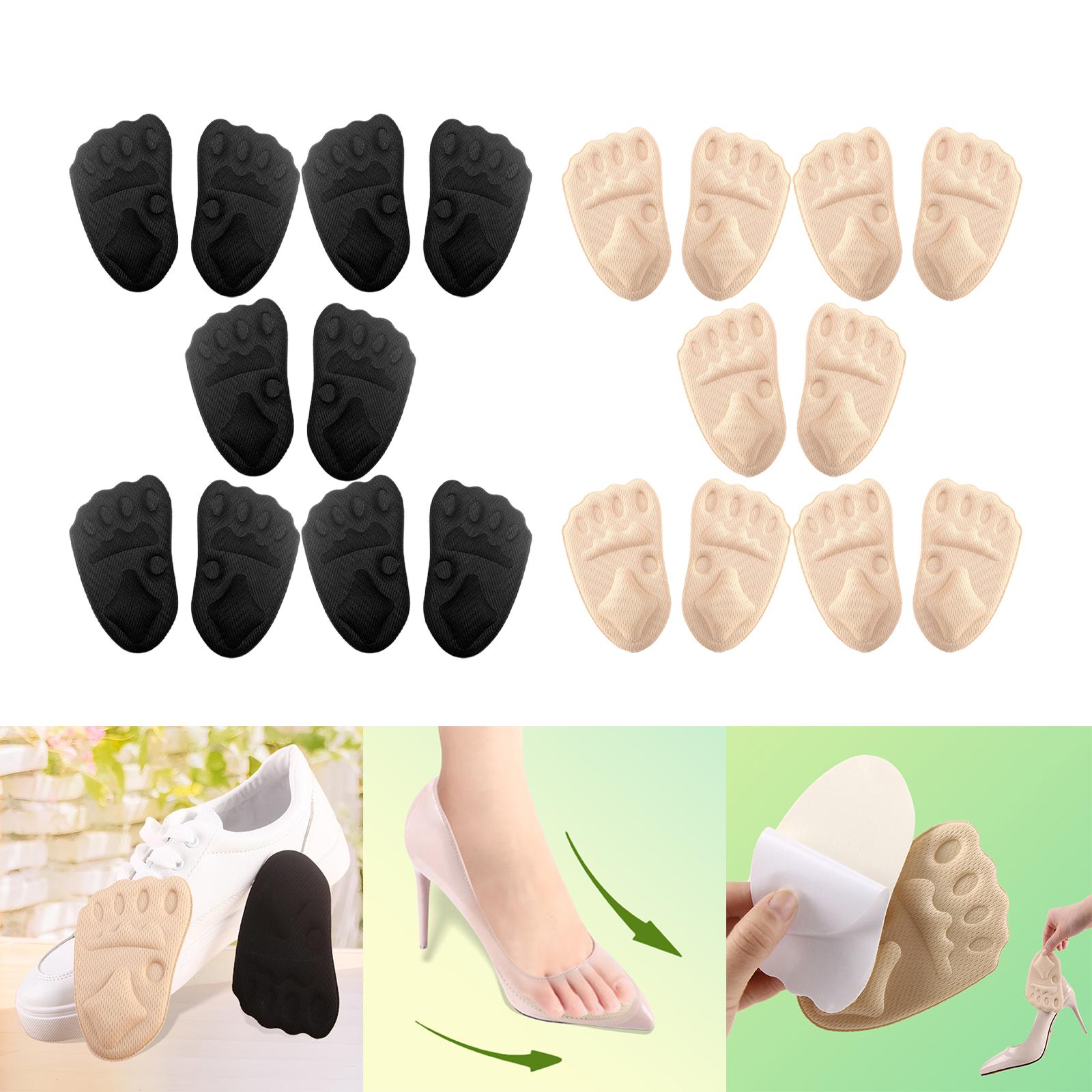5Pair High Heel Cushion Inserts Metatarsal Pads Soft Forefoot Cushions Black