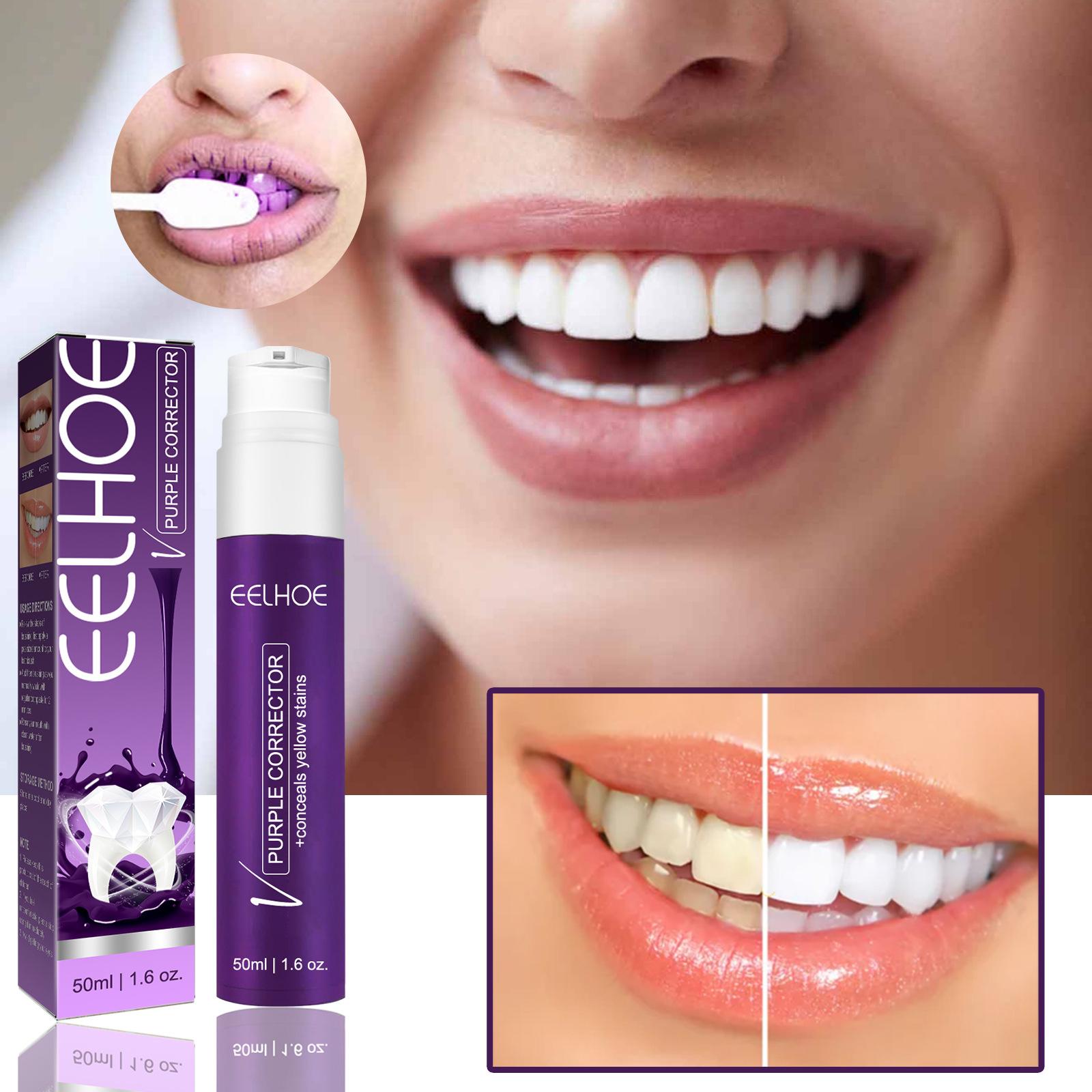Purple Whitening Toothpaste Deeply Cleaning Gums Correct Yellow 50ml