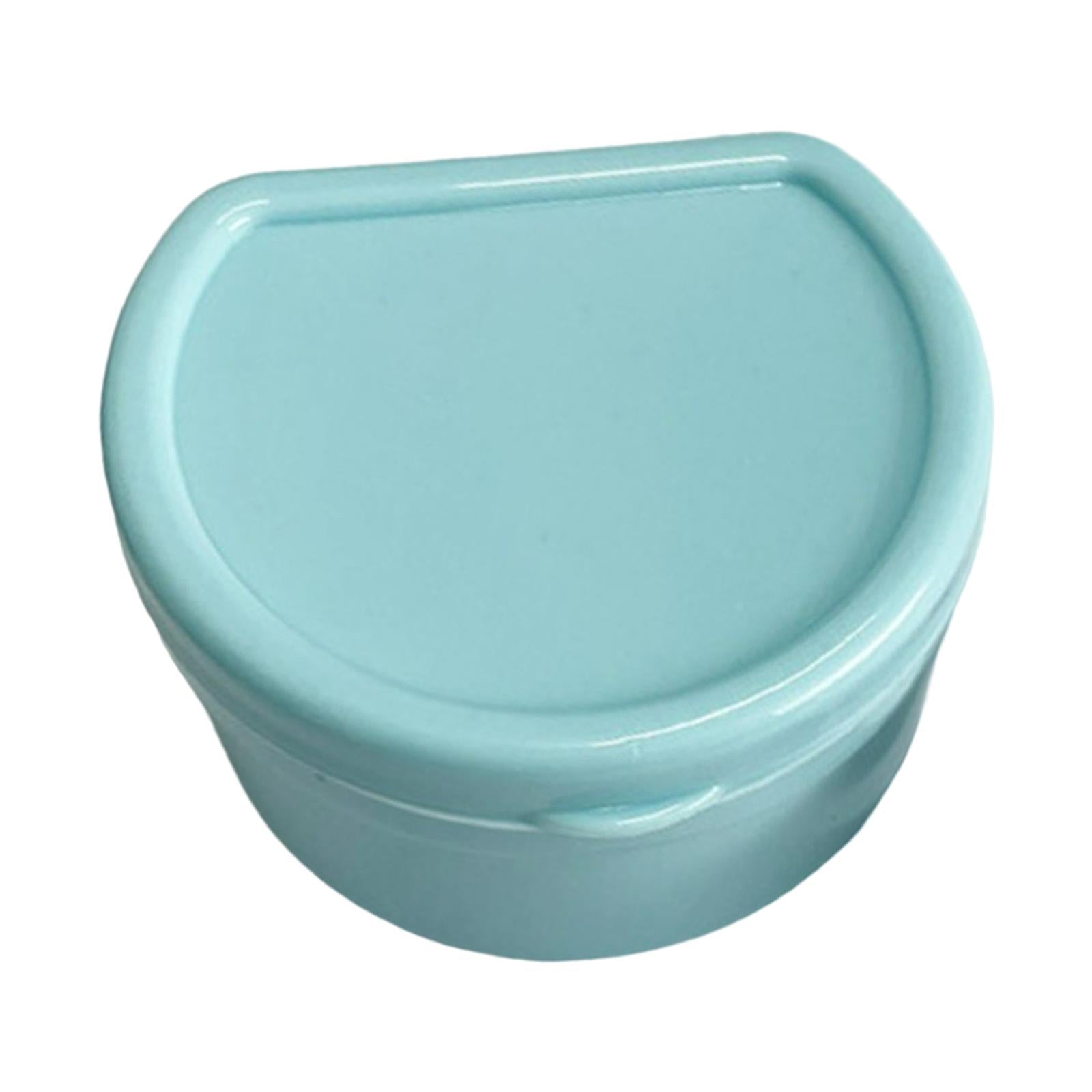 Retainer Case Dentures Box Cup with Strainer Basket Stylish Light Blue