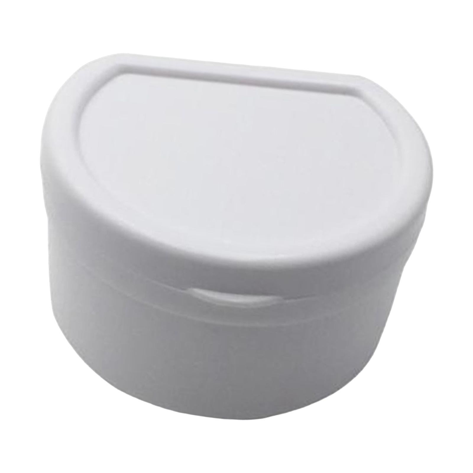 Retainer Case Dentures Box Cup with Strainer Basket Stylish White