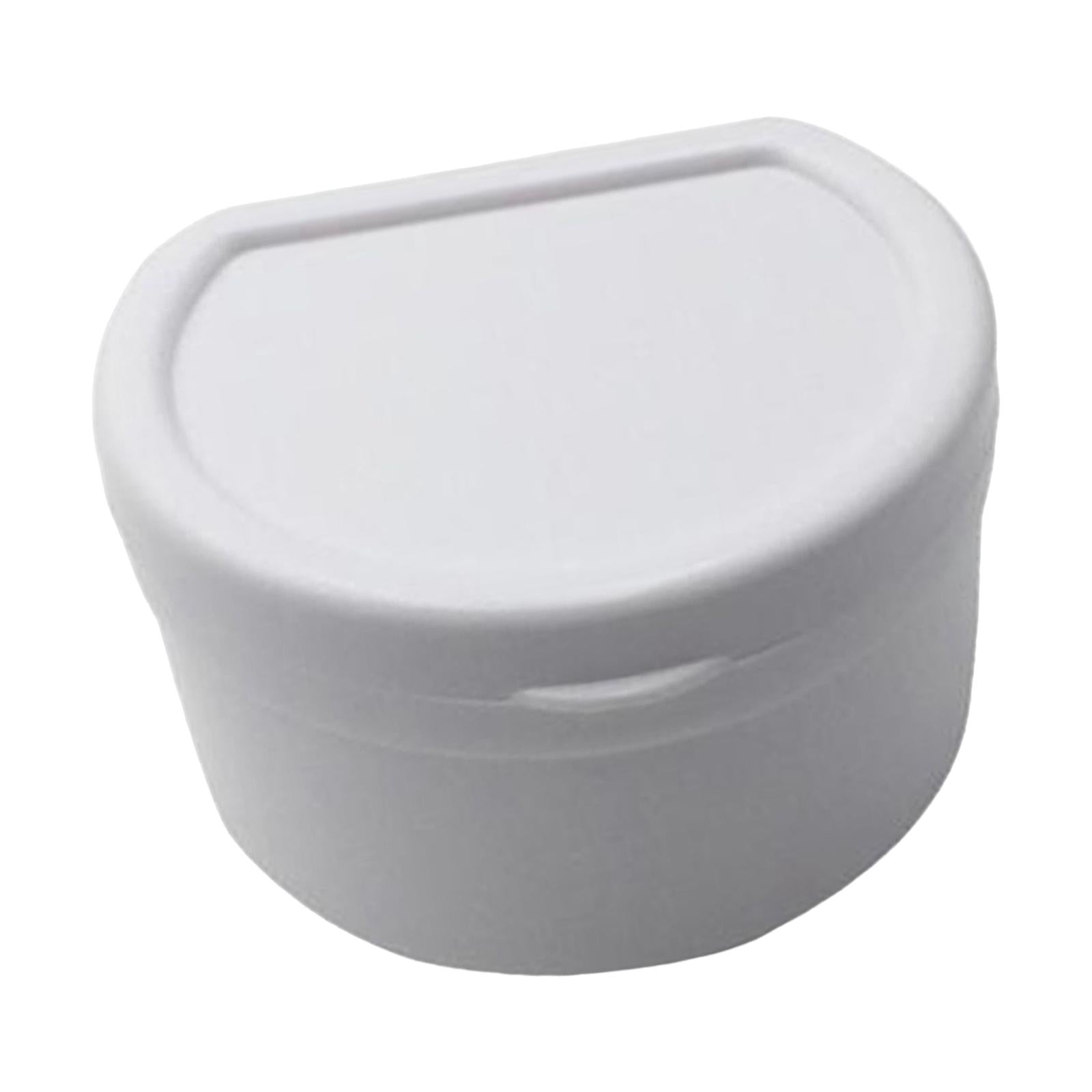 Retainer Case Dentures Box Cup with Strainer Basket Stylish White