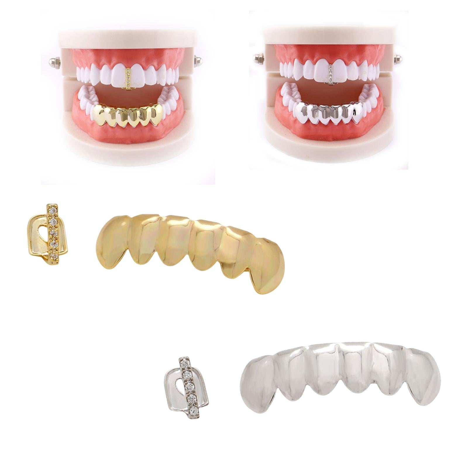 18k Plated Grills Hip Hop Punk Upper Lower Sparkling for Men Women Gift golden