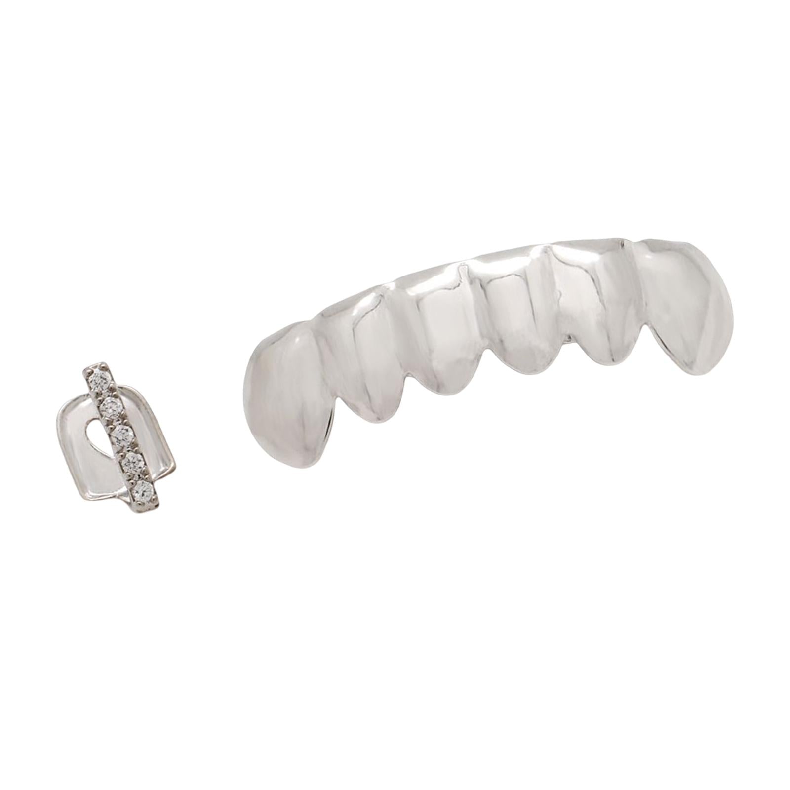 18k Plated Grills Hip Hop Punk Upper Lower Sparkling for Men Women Gift sliver