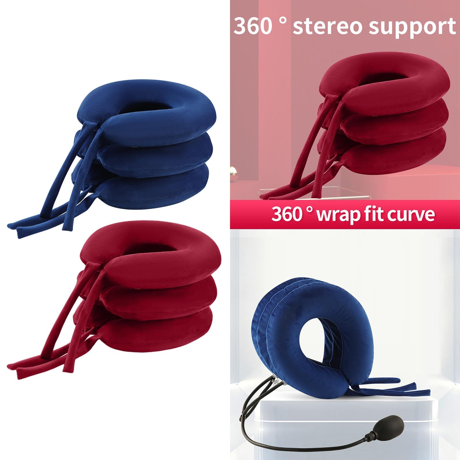 Cervical Neck Traction Device Velvet for Shoulder Alignment Spine Alignment red