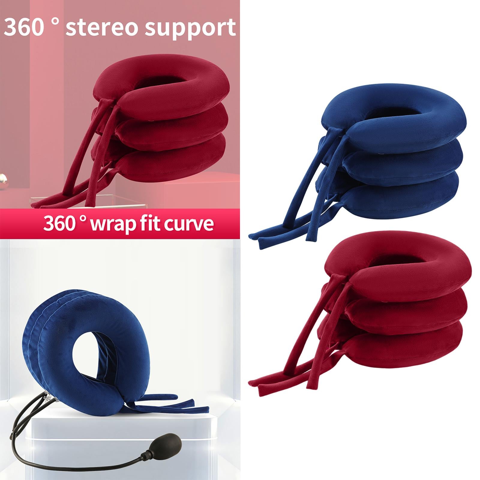 Cervical Neck Traction Device Velvet for Shoulder Alignment Spine Alignment red