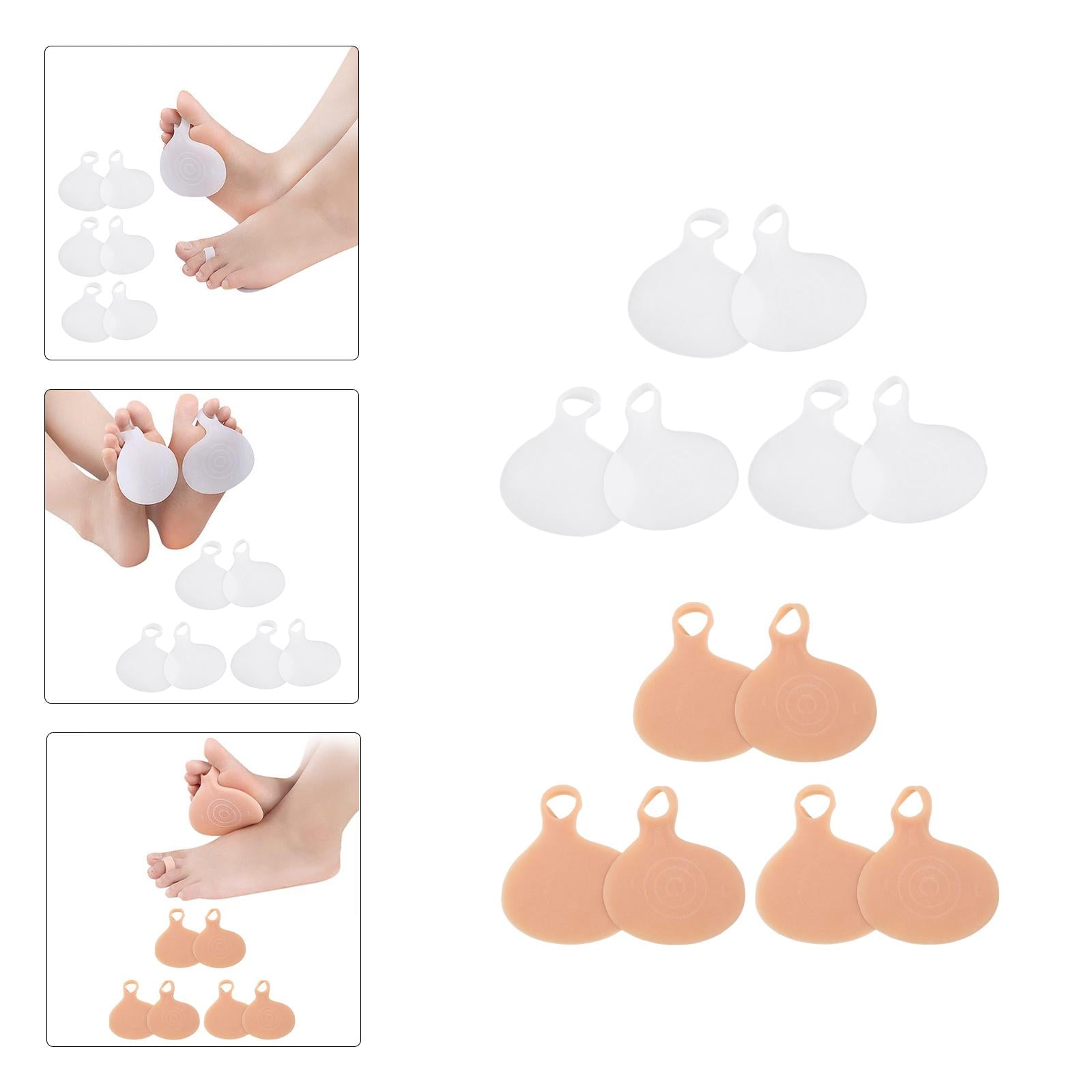 6Pcs Forefoot Pads Foot Protection Elastic silicone for High Heel White