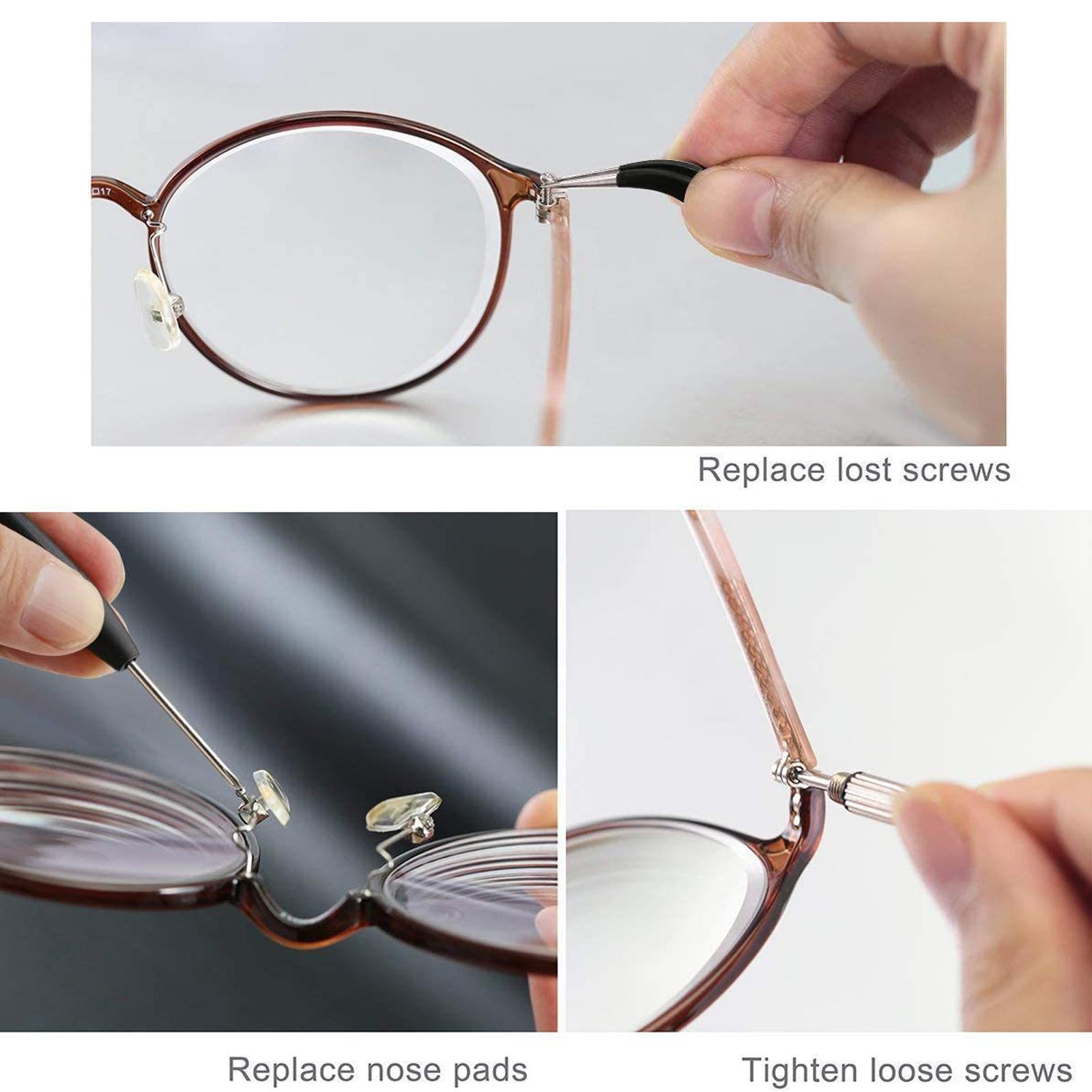 Eyeglasses Repair Kit Include Nose Pads with Storage Box for Watch Eyewear