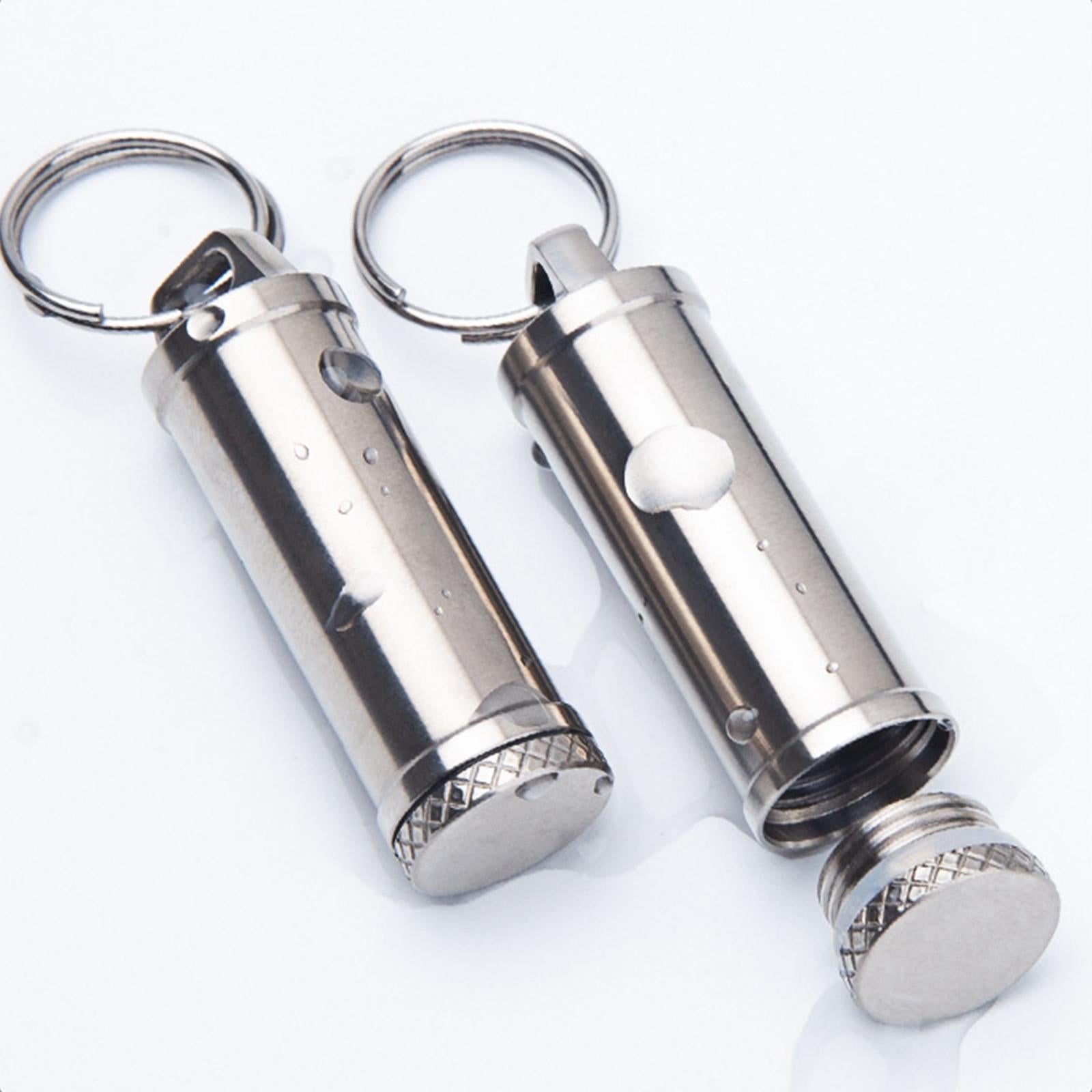 Pill Box Waterproof Metal Pill Case Keychain Carrier for Camping Travelling