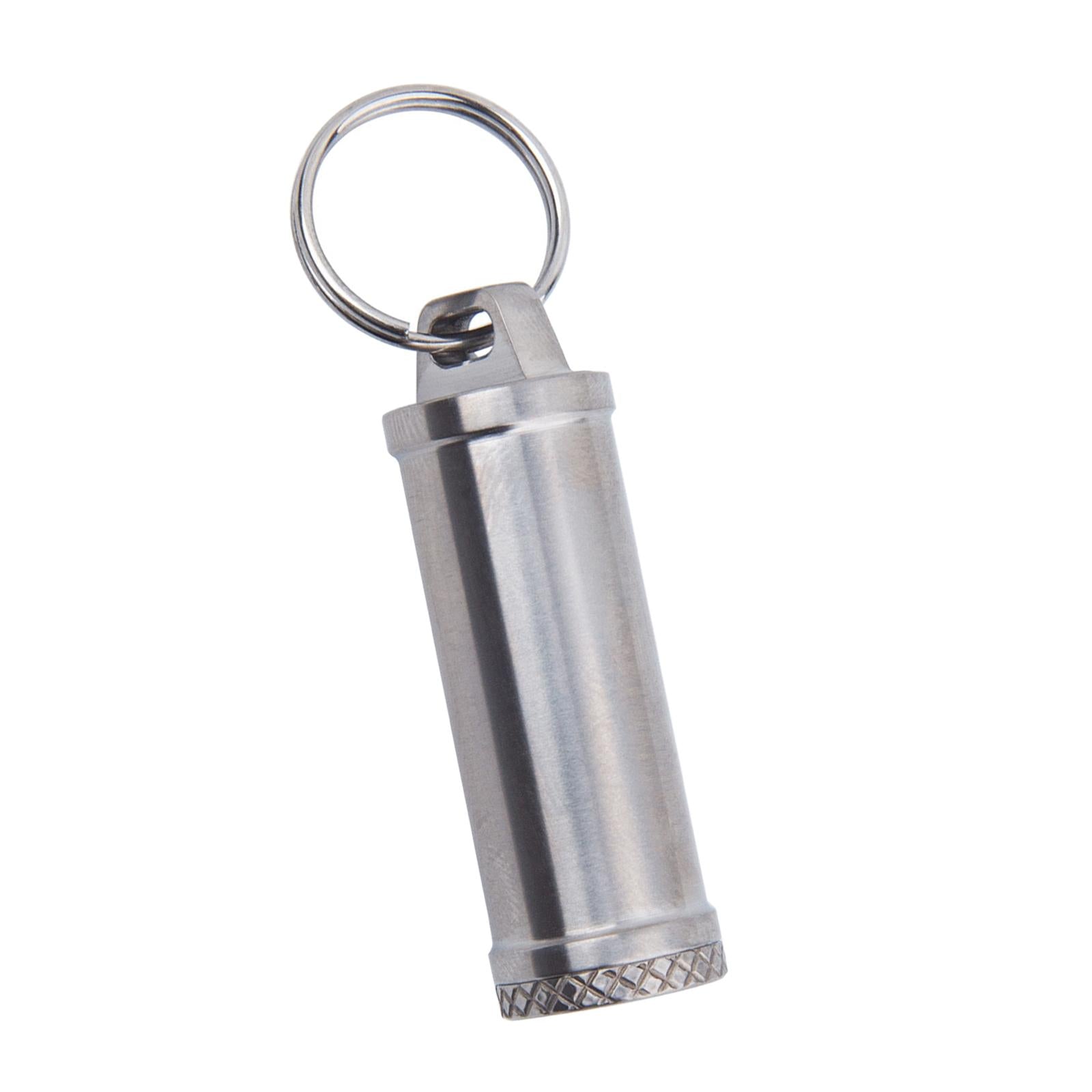 Pill Box Waterproof Metal Pill Case Keychain Carrier for Camping Travelling