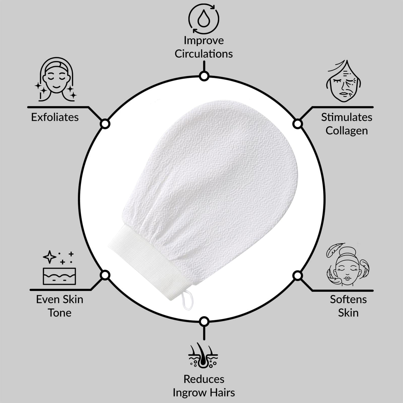 Bath Glove Scrubbing Gloves Body Scrub Double Sided Gentle leg Body Neck White