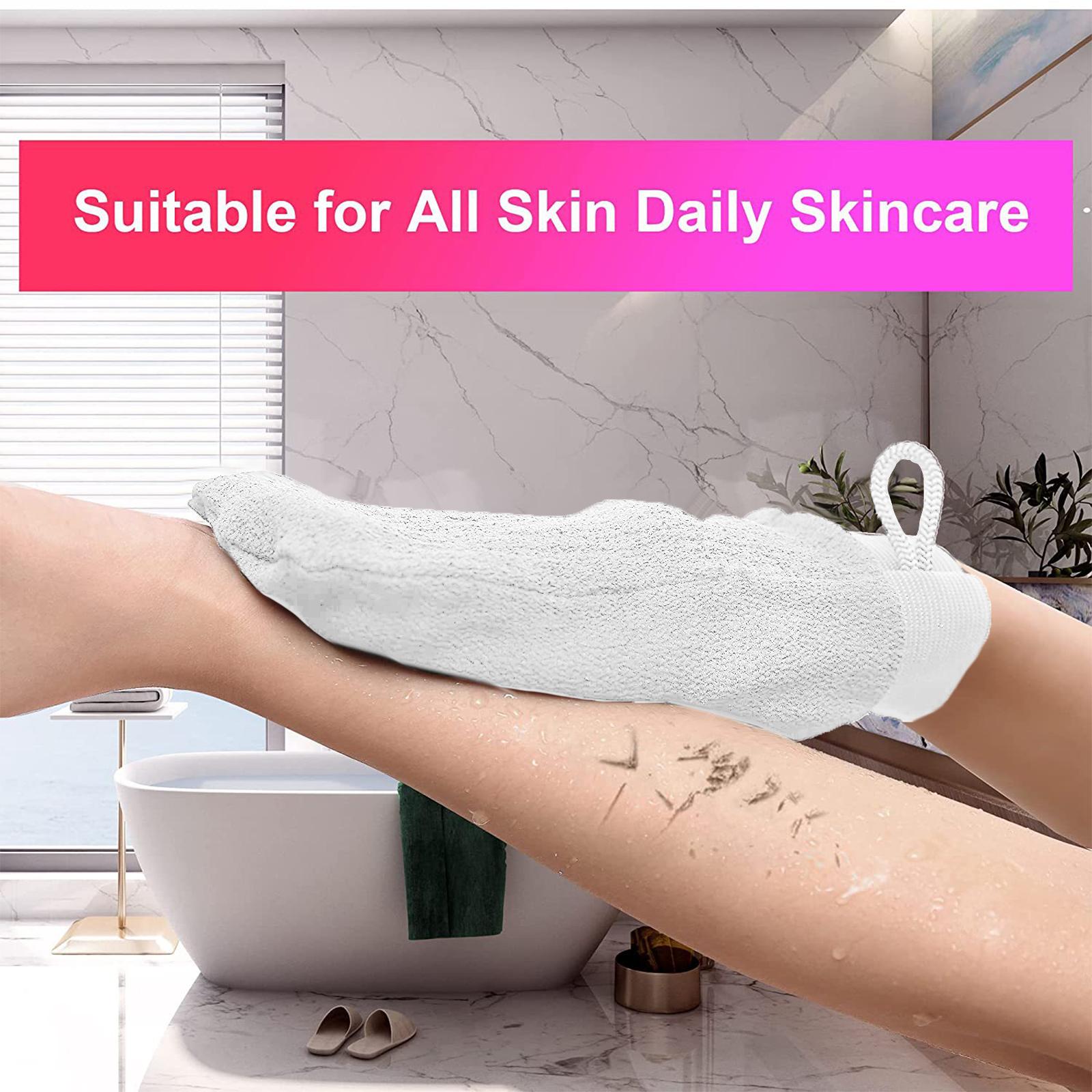 Bath Glove Scrubbing Gloves Body Scrub Double Sided Gentle leg Body Neck White