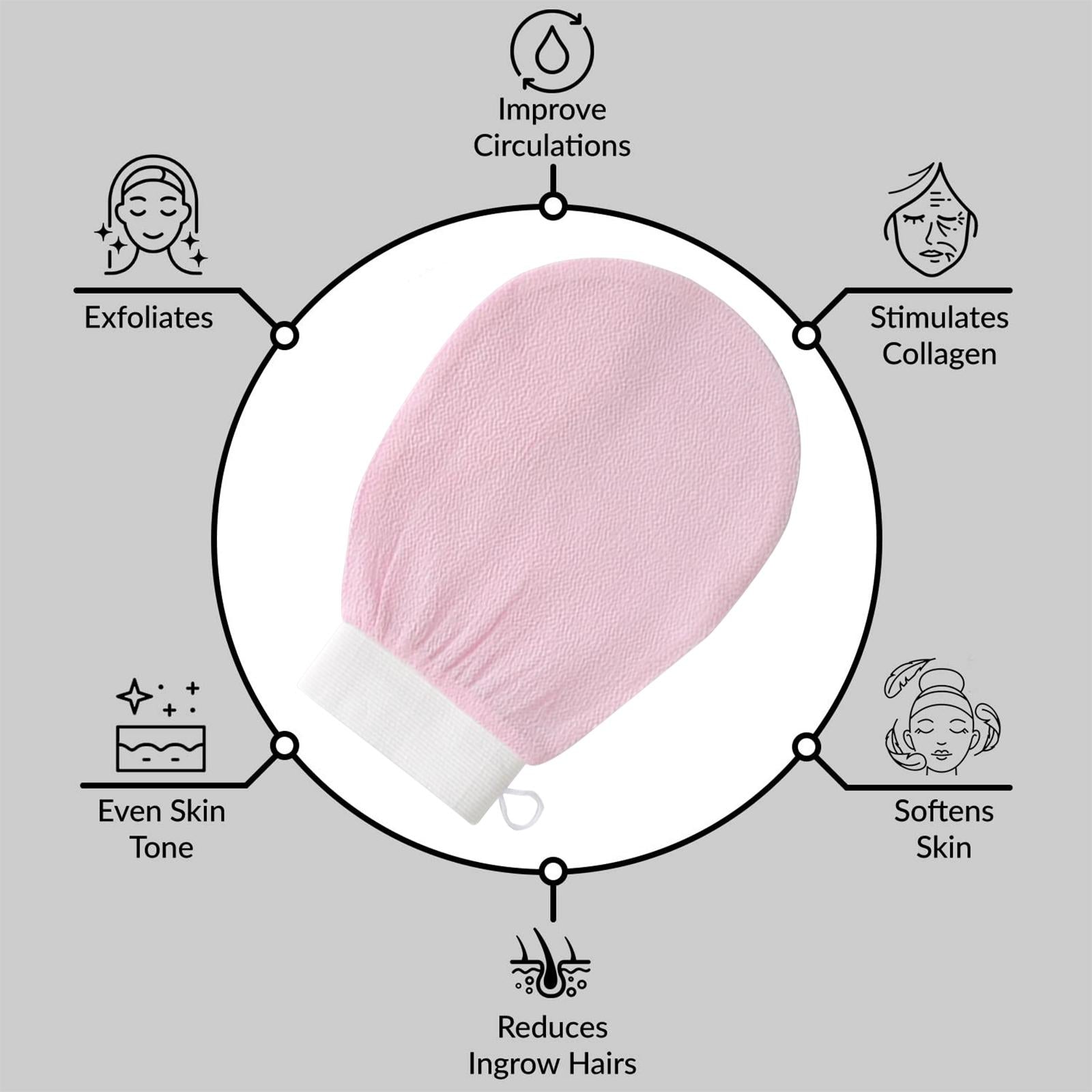 Bath Glove Scrubbing Gloves Body Scrub Double Sided Gentle leg Body Neck Pink