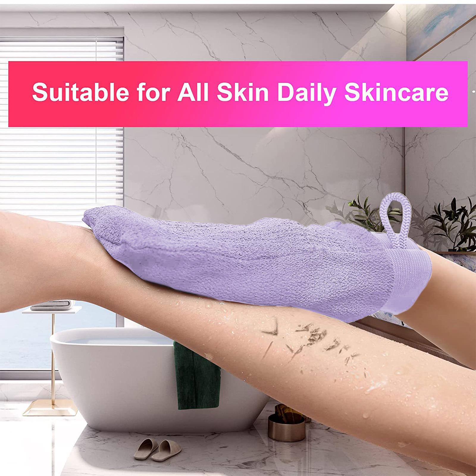 Bath Glove Scrubbing Gloves Body Scrub Double Sided Gentle leg Body Neck Purple