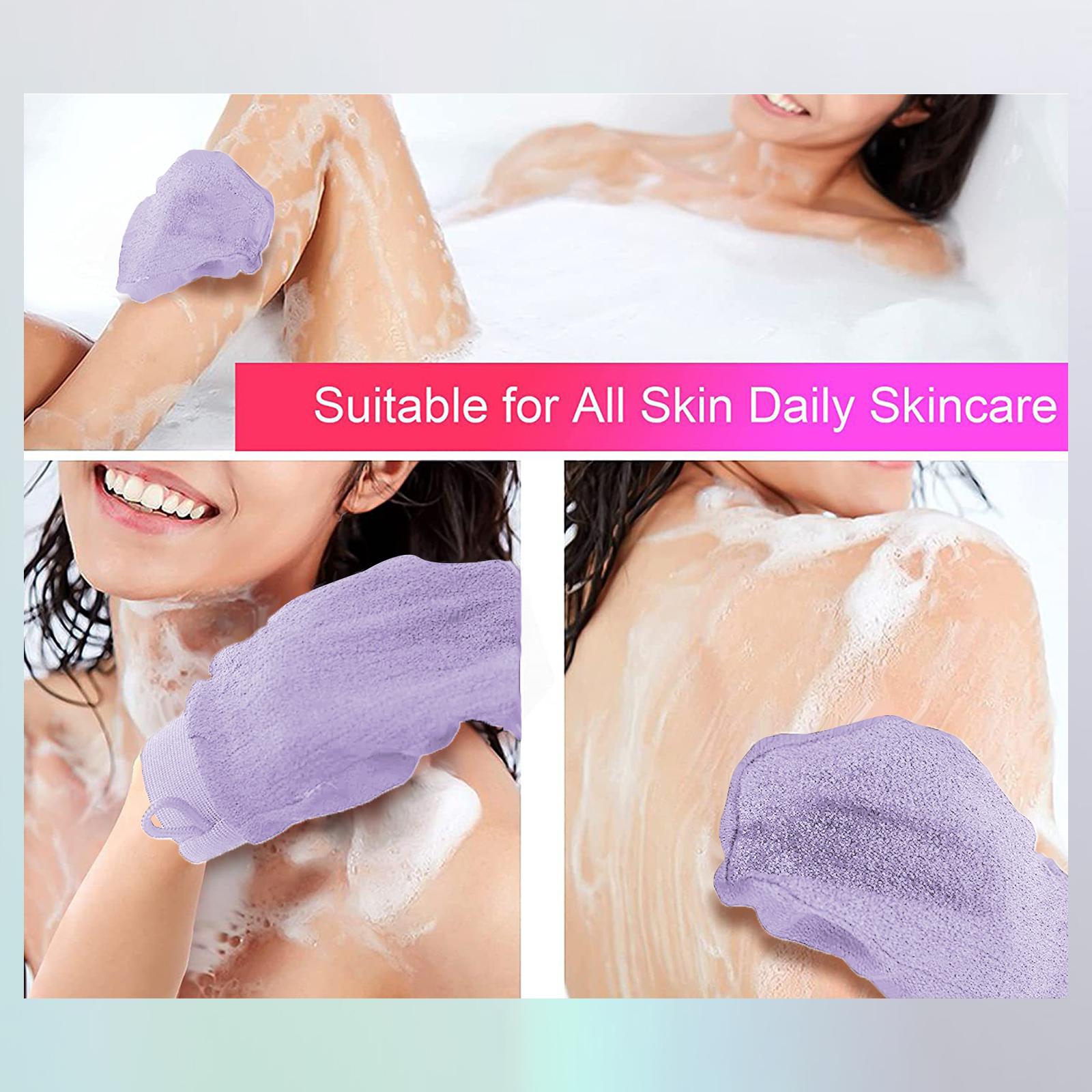 Bath Glove Scrubbing Gloves Body Scrub Double Sided Gentle leg Body Neck Purple