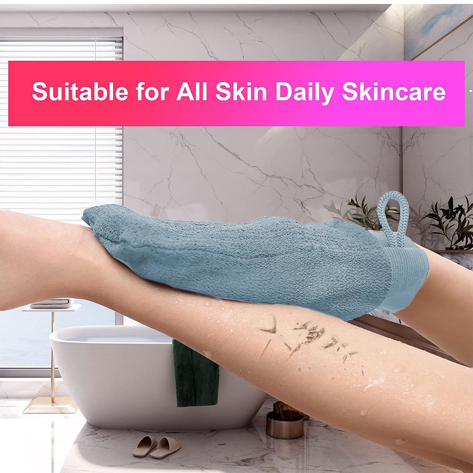 Bath Glove Scrubbing Gloves Body Scrub Double Sided Gentle leg Body Neck Blue