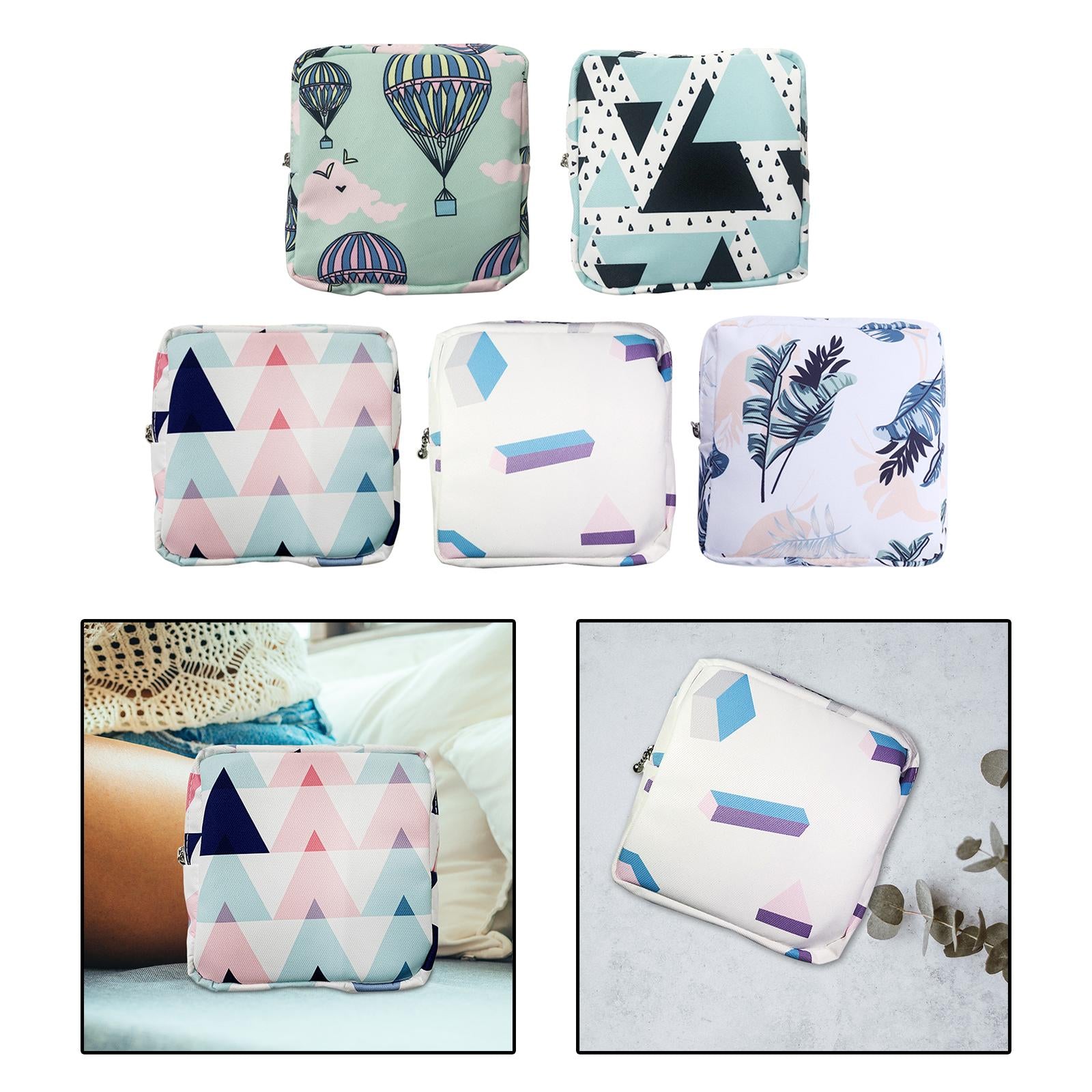 Washable Sanitary Napkin Storage Bag Toiletry Pouch Nursing Girls Ladies green balloon