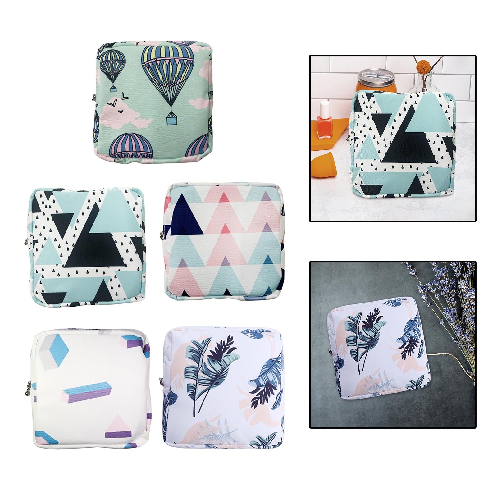 Washable Sanitary Napkin Storage Bag Toiletry Pouch Nursing Girls Ladies green balloon