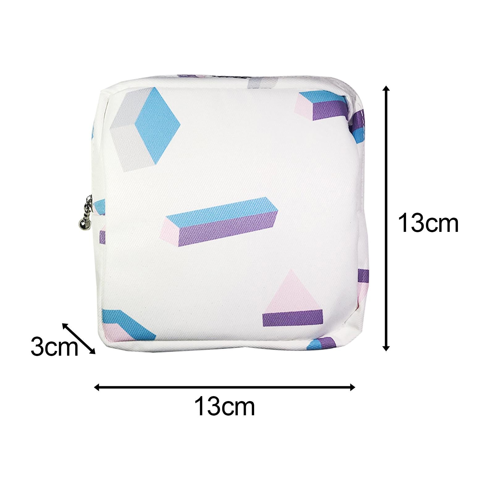 Washable Sanitary Napkin Storage Bag Toiletry Pouch Nursing Girls Ladies white geometric